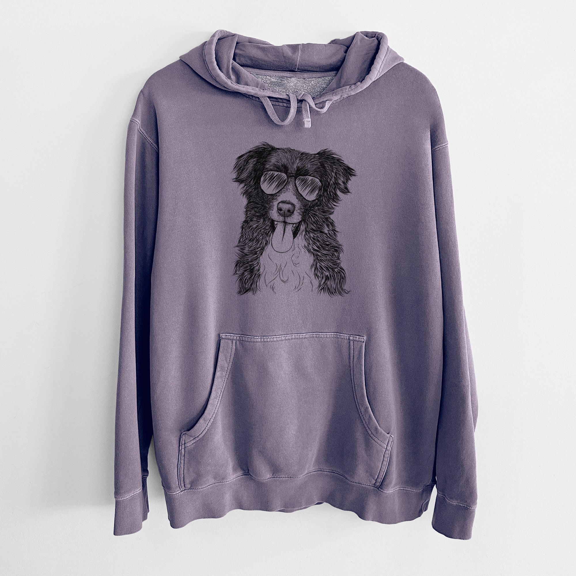 Aviator Indi the Border Collie - Unisex Pigment Dyed Hoodie