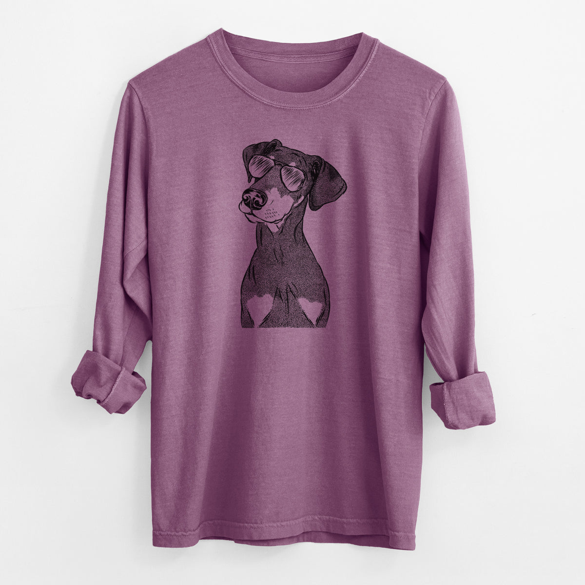Aviator Iroh the Doberman Pinscher - Men's Heavyweight 100% Cotton Long Sleeve