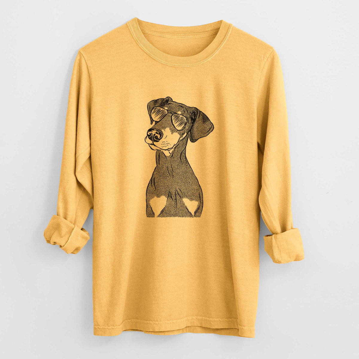 Aviator Iroh the Doberman Pinscher - Men's Heavyweight 100% Cotton Long Sleeve
