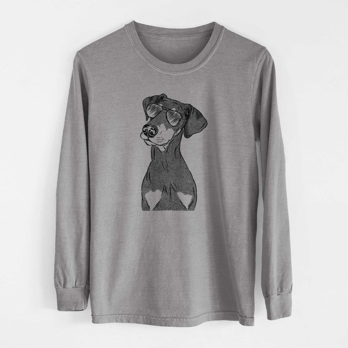 Aviator Iroh the Doberman Pinscher - Men's Heavyweight 100% Cotton Long Sleeve