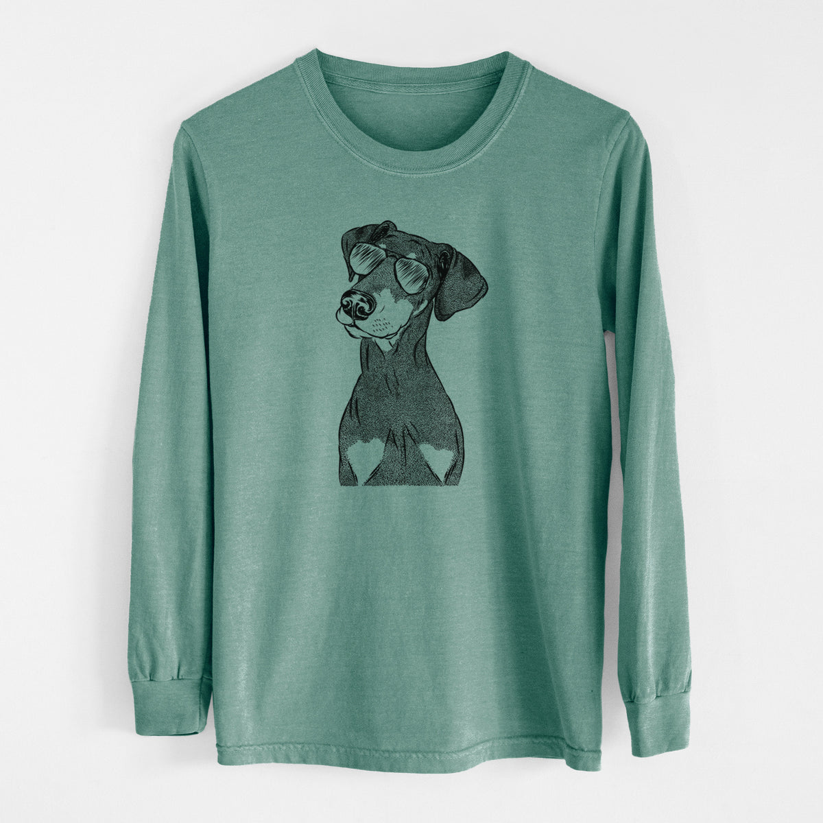 Aviator Iroh the Doberman Pinscher - Men's Heavyweight 100% Cotton Long Sleeve