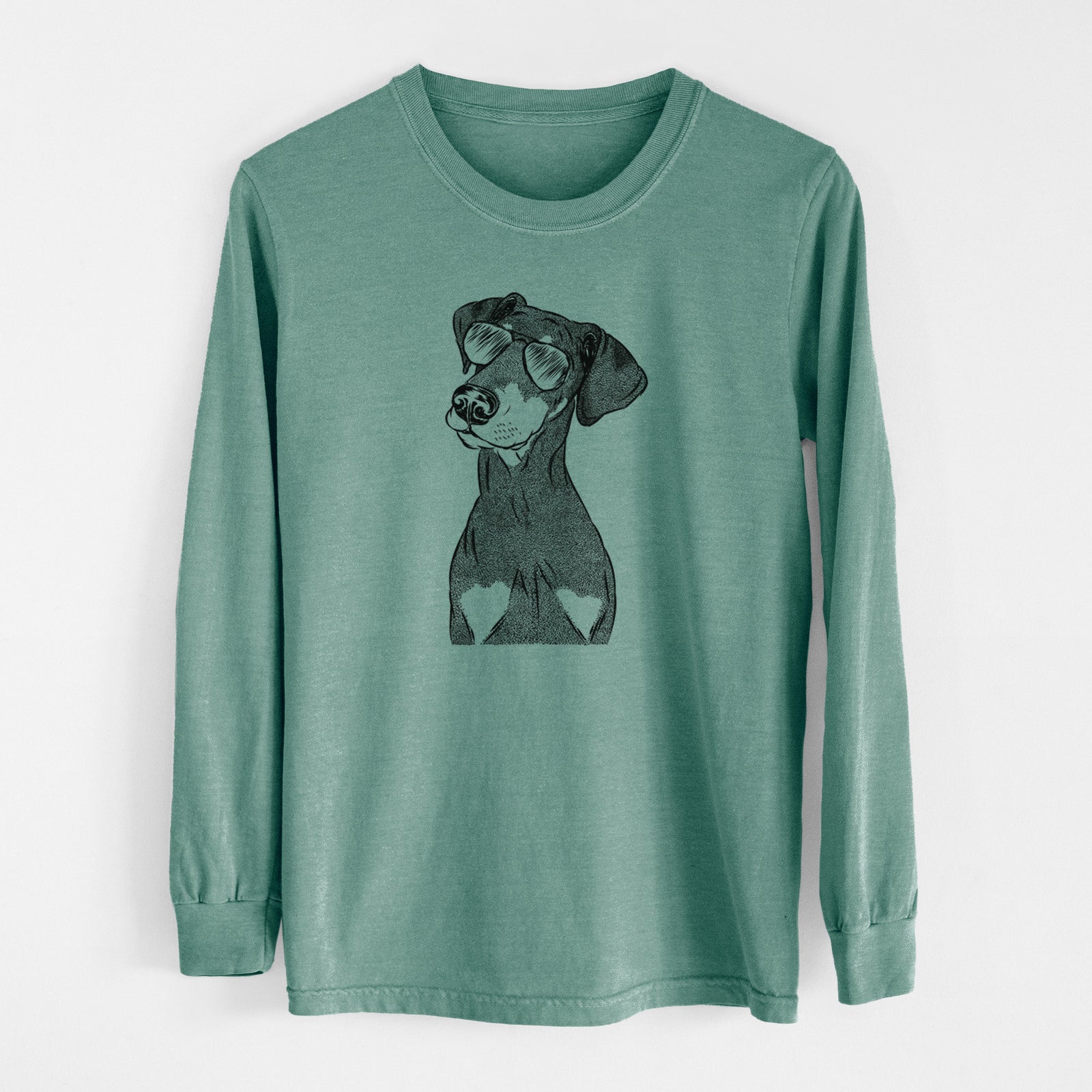Aviator Iroh the Doberman Pinscher - Men's Heavyweight 100% Cotton Long Sleeve