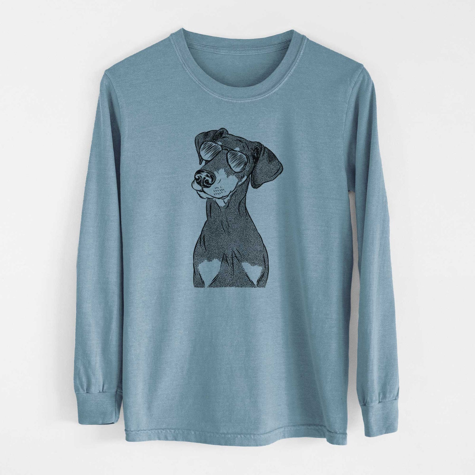 Aviator Iroh the Doberman Pinscher - Men's Heavyweight 100% Cotton Long Sleeve
