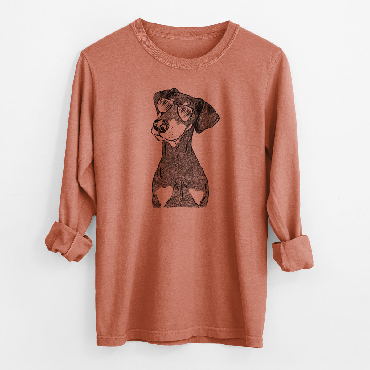 Aviator Iroh the Doberman Pinscher - Men's Heavyweight 100% Cotton Long Sleeve