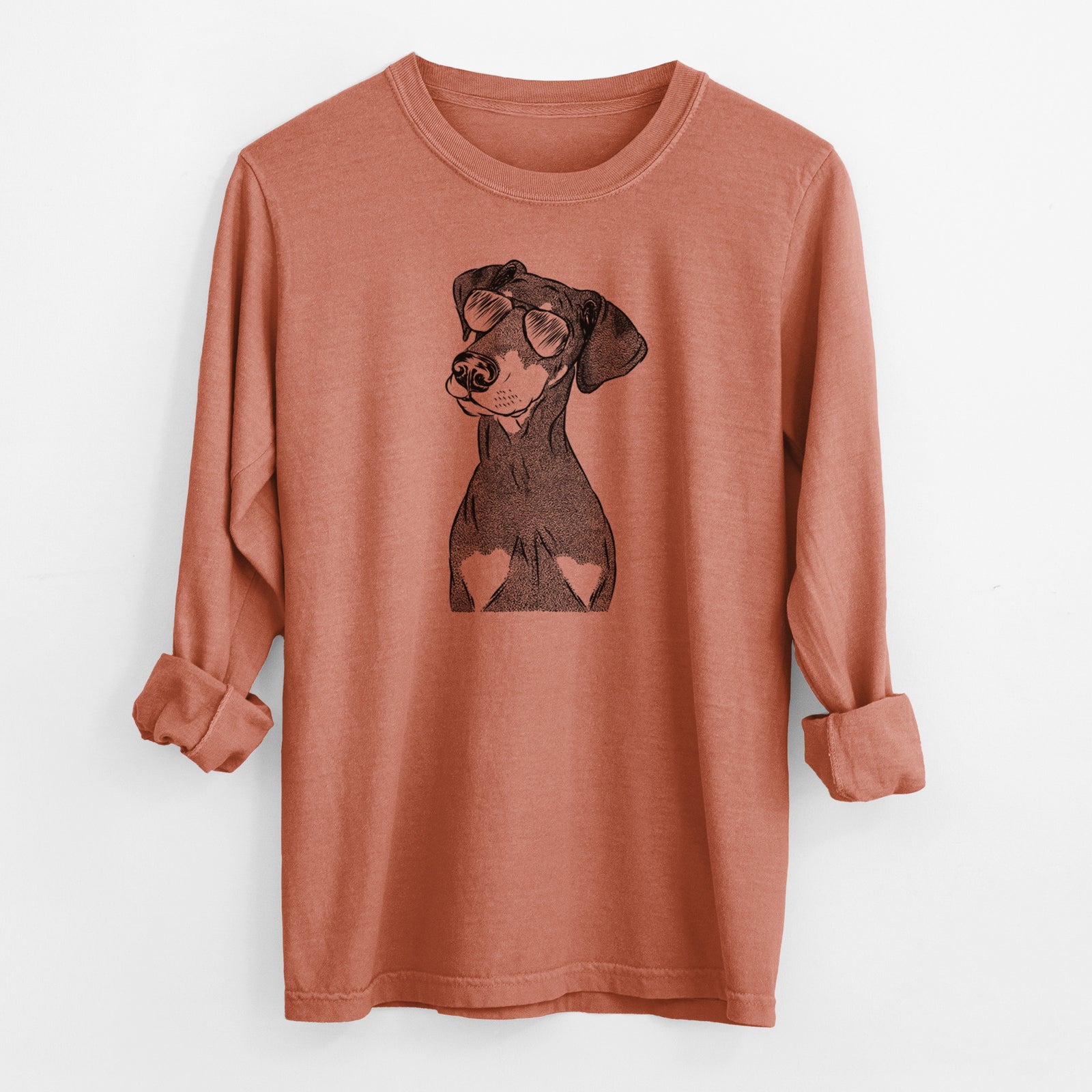 Aviator Iroh the Doberman Pinscher - Men's Heavyweight 100% Cotton Long Sleeve