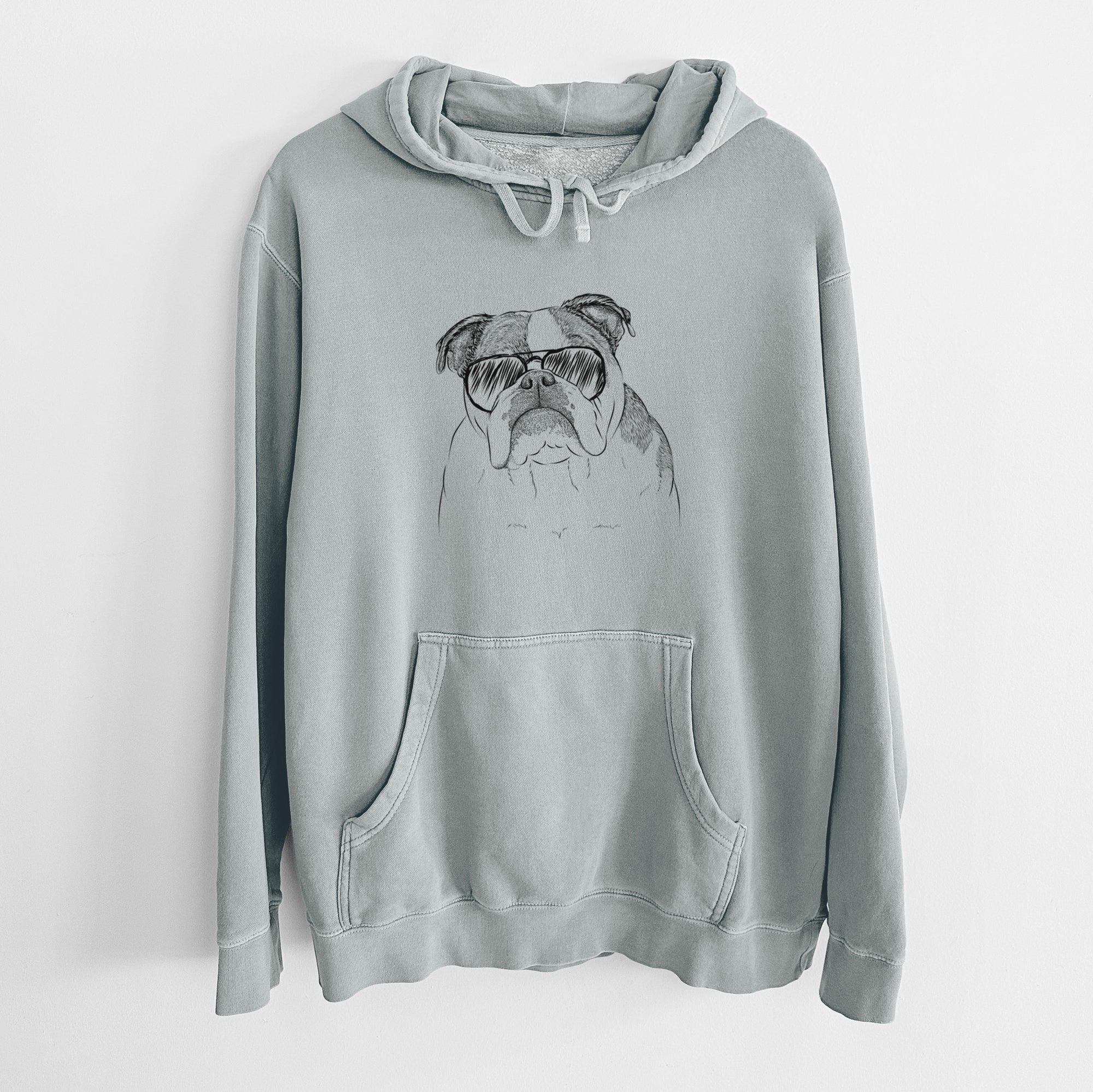 Aviator Jack the English Bulldog - Unisex Pigment Dyed Hoodie