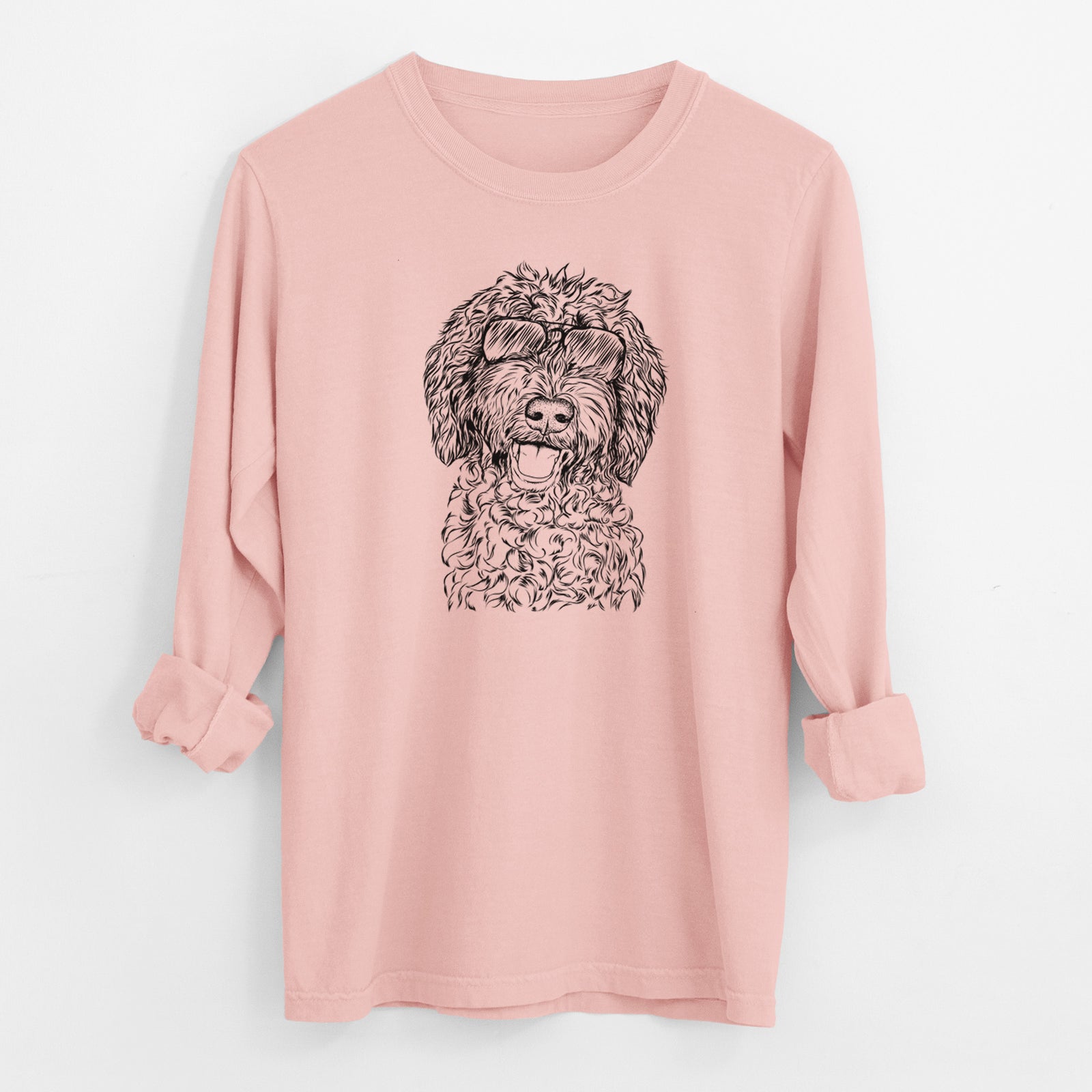 Aviator Jack the Chocolate Labradoodle - Men's Heavyweight 100% Cotton Long Sleeve