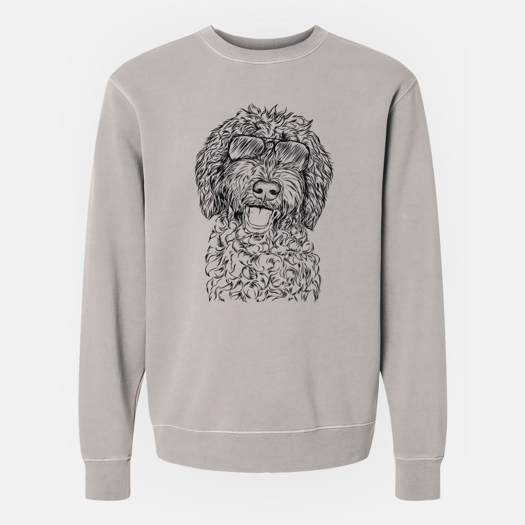 Aviator Jack the Chocolate Labradoodle - Unisex Pigment Dyed Crew Sweatshirt