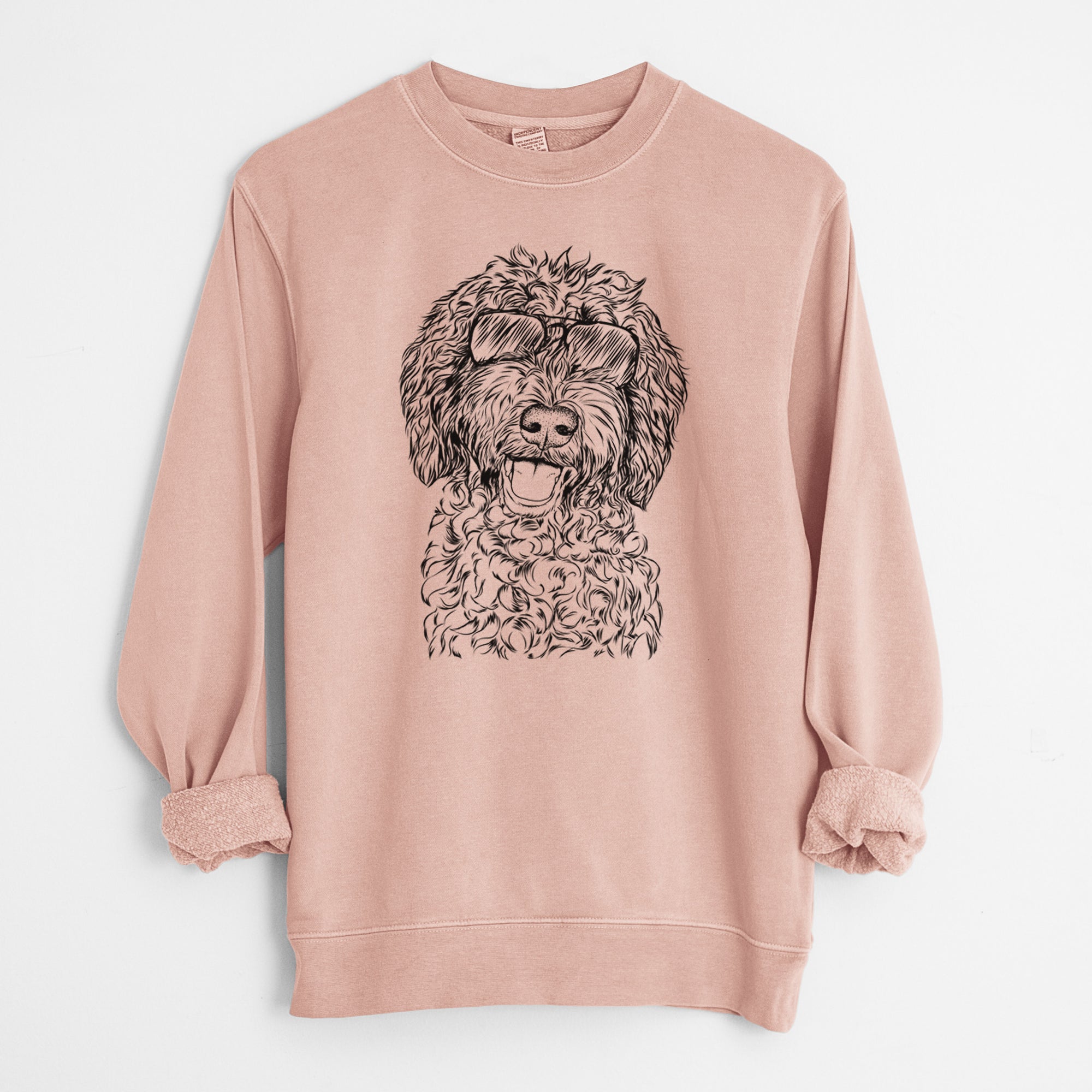 Aviator Jack the Chocolate Labradoodle - Unisex Pigment Dyed Crew Sweatshirt