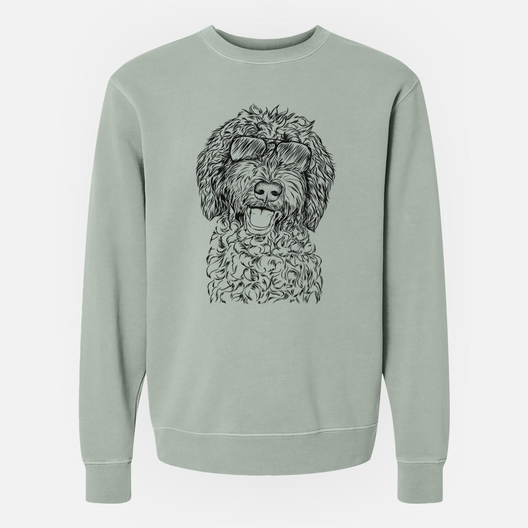 Aviator Jack the Chocolate Labradoodle - Unisex Pigment Dyed Crew Sweatshirt