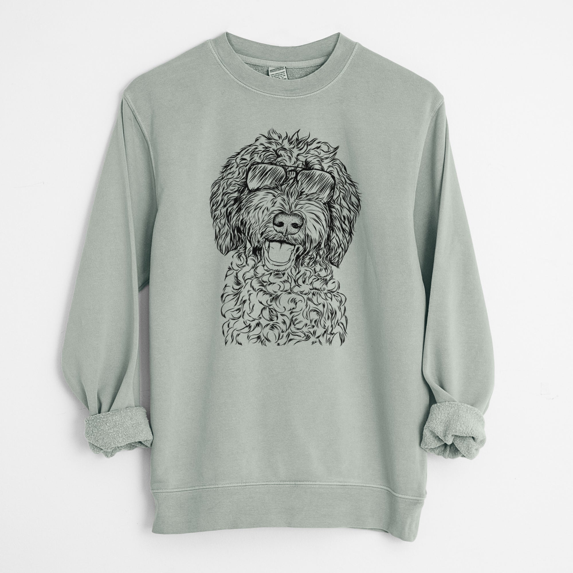 Aviator Jack the Chocolate Labradoodle - Unisex Pigment Dyed Crew Sweatshirt