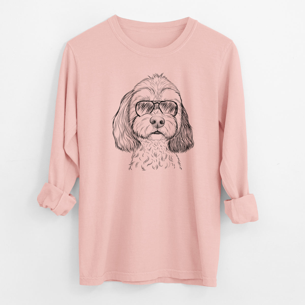 Aviator Jasper Diggins the Cavapoo - Men's Heavyweight 100% Cotton Long Sleeve