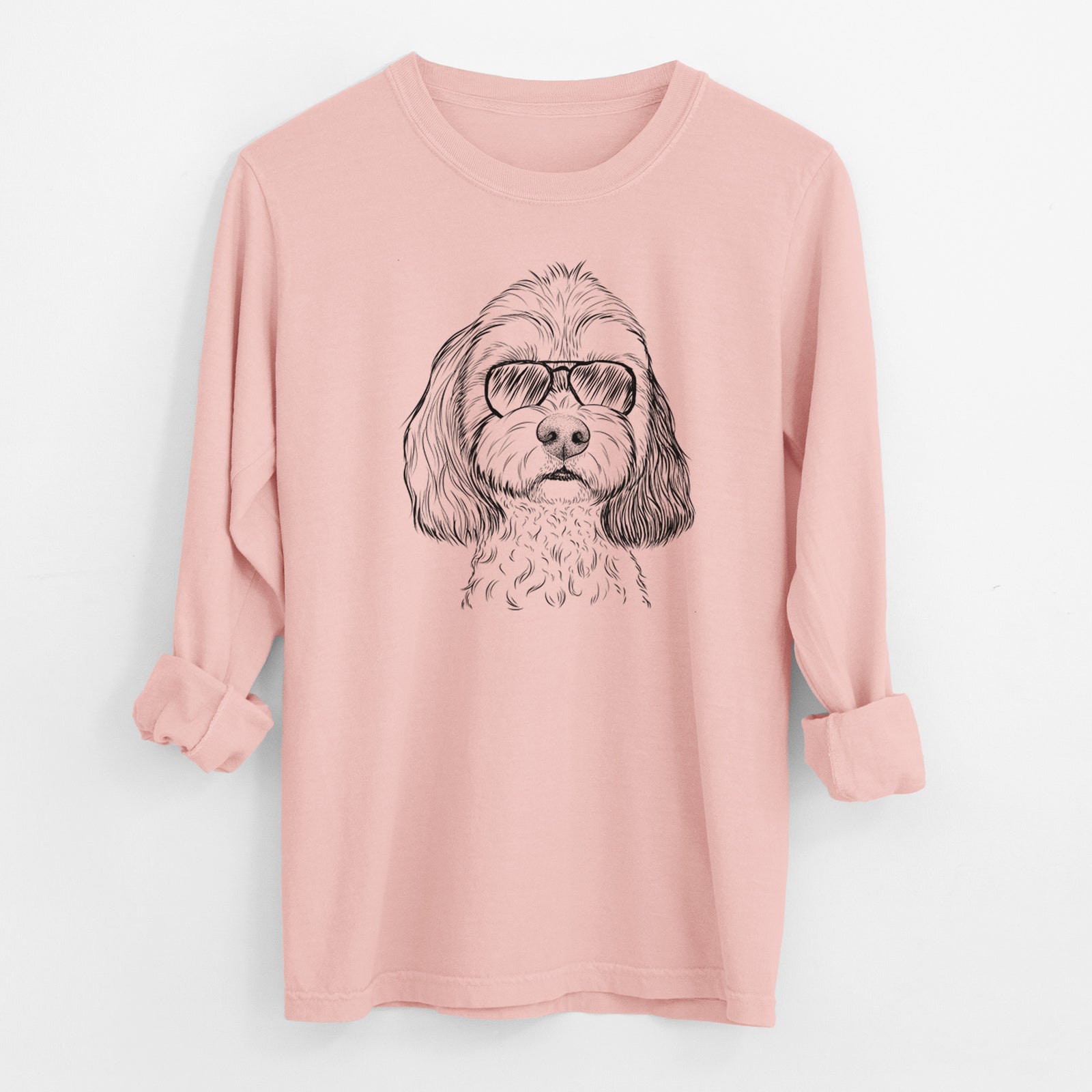Aviator Jasper Diggins the Cavapoo - Men's Heavyweight 100% Cotton Long Sleeve
