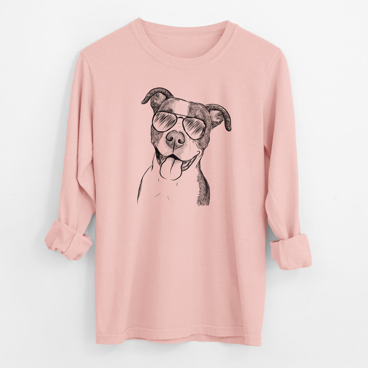 Aviator Jax the American Pitbull Terrier Mix - Men's Heavyweight 100% Cotton Long Sleeve
