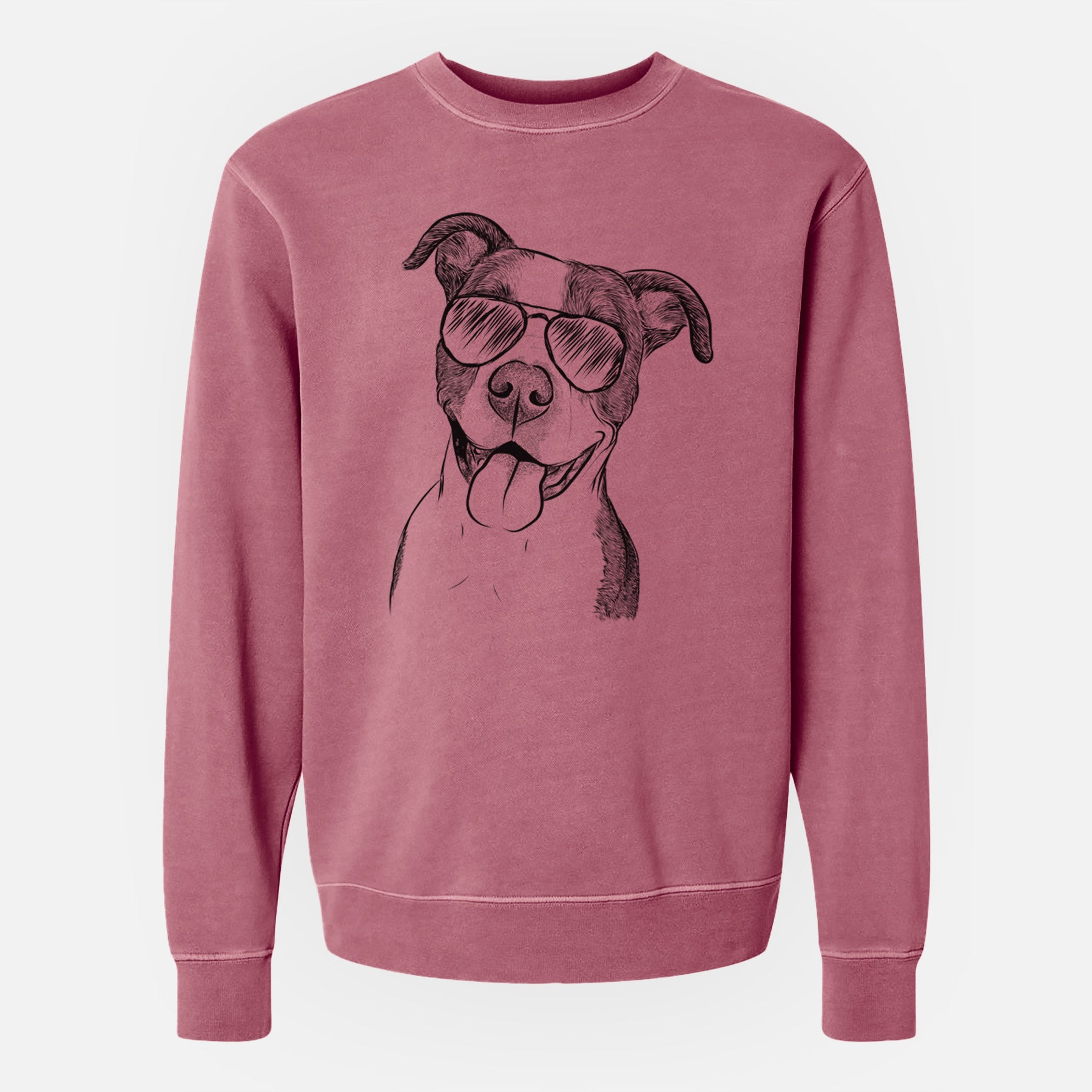 Aviator Jax the American Pitbull Terrier Mix - Unisex Pigment Dyed Crew Sweatshirt