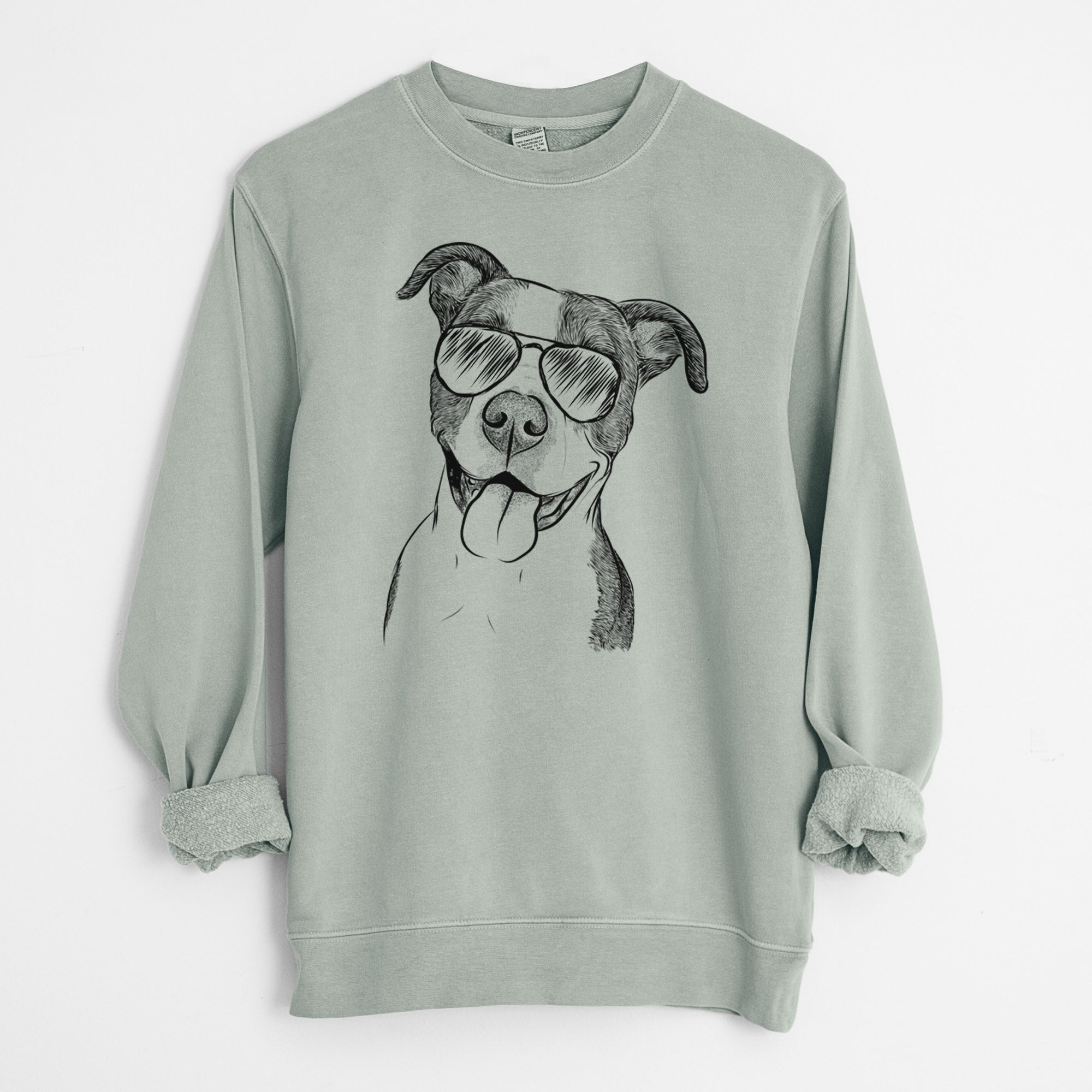 Aviator Jax the American Pitbull Terrier Mix - Unisex Pigment Dyed Crew Sweatshirt