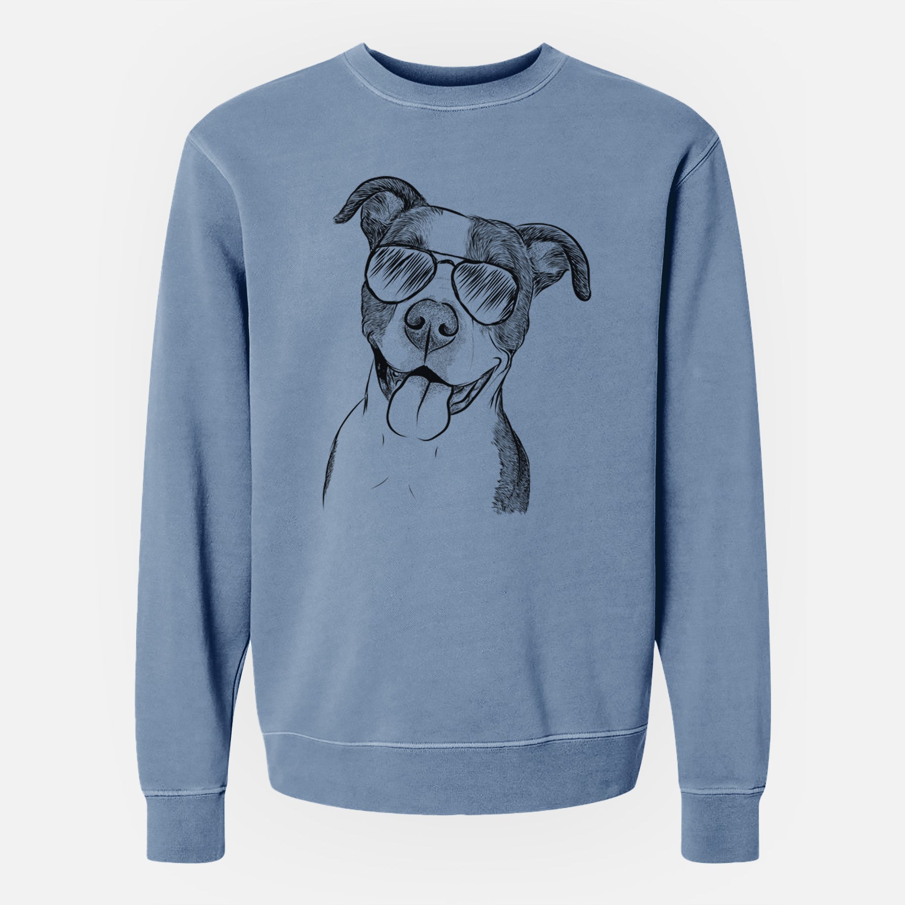 Aviator Jax the American Pitbull Terrier Mix - Unisex Pigment Dyed Crew Sweatshirt