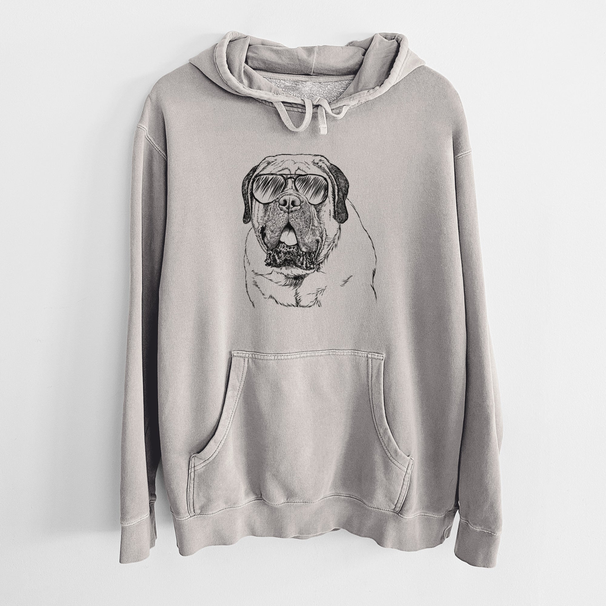 Aviator Jed the English Mastiff - Unisex Pigment Dyed Hoodie