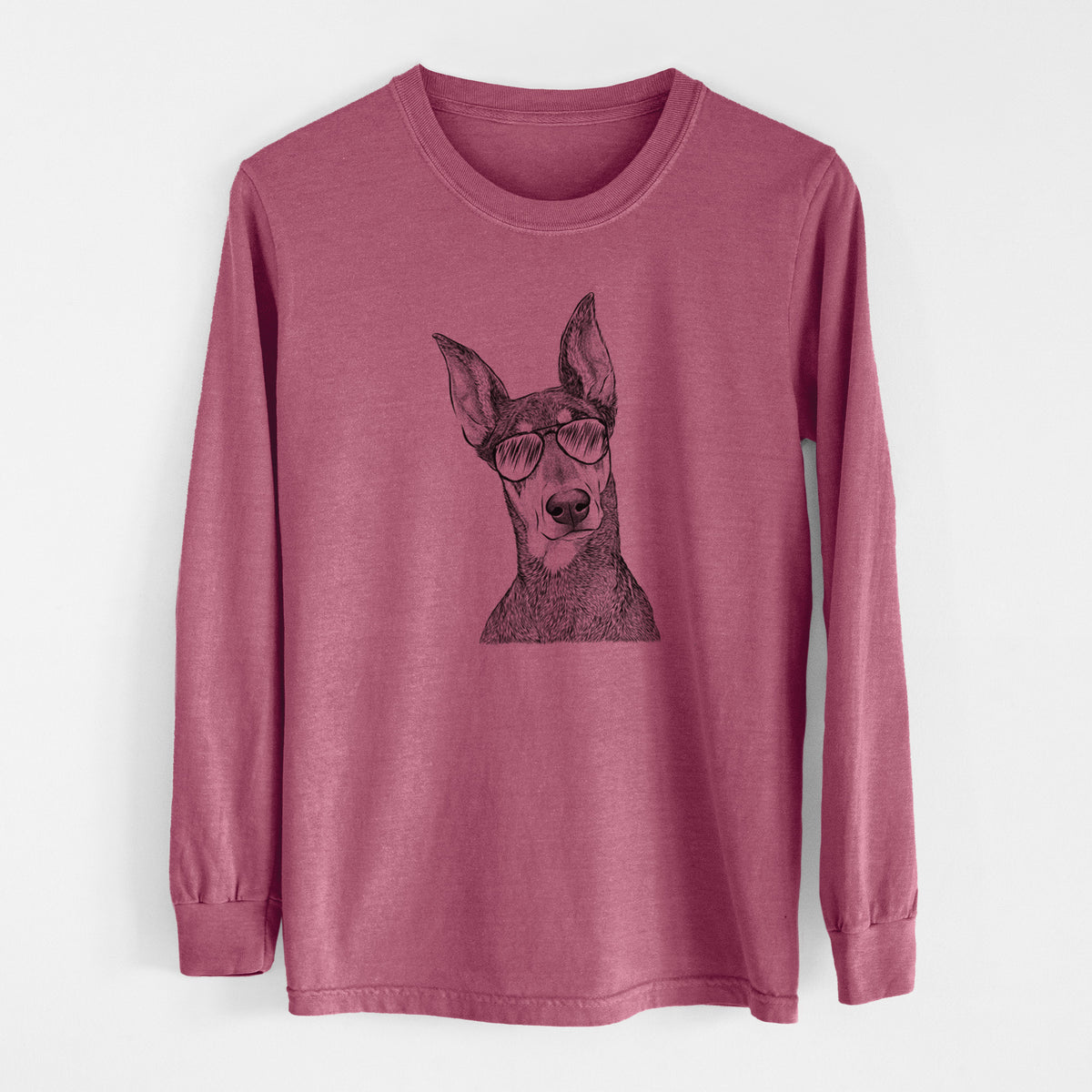 Aviator Jenna the Doberman Pinscher - Men's Heavyweight 100% Cotton Long Sleeve