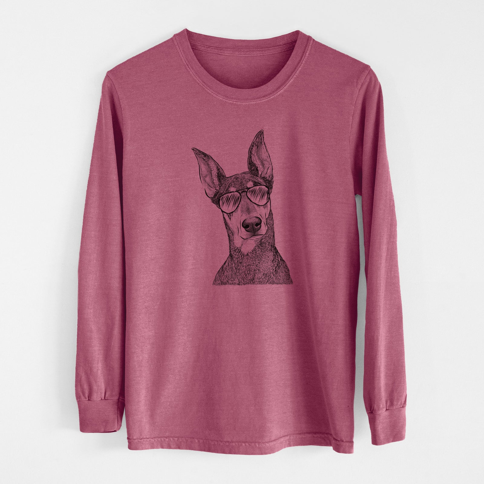 Aviator Jenna the Doberman Pinscher - Men's Heavyweight 100% Cotton Long Sleeve