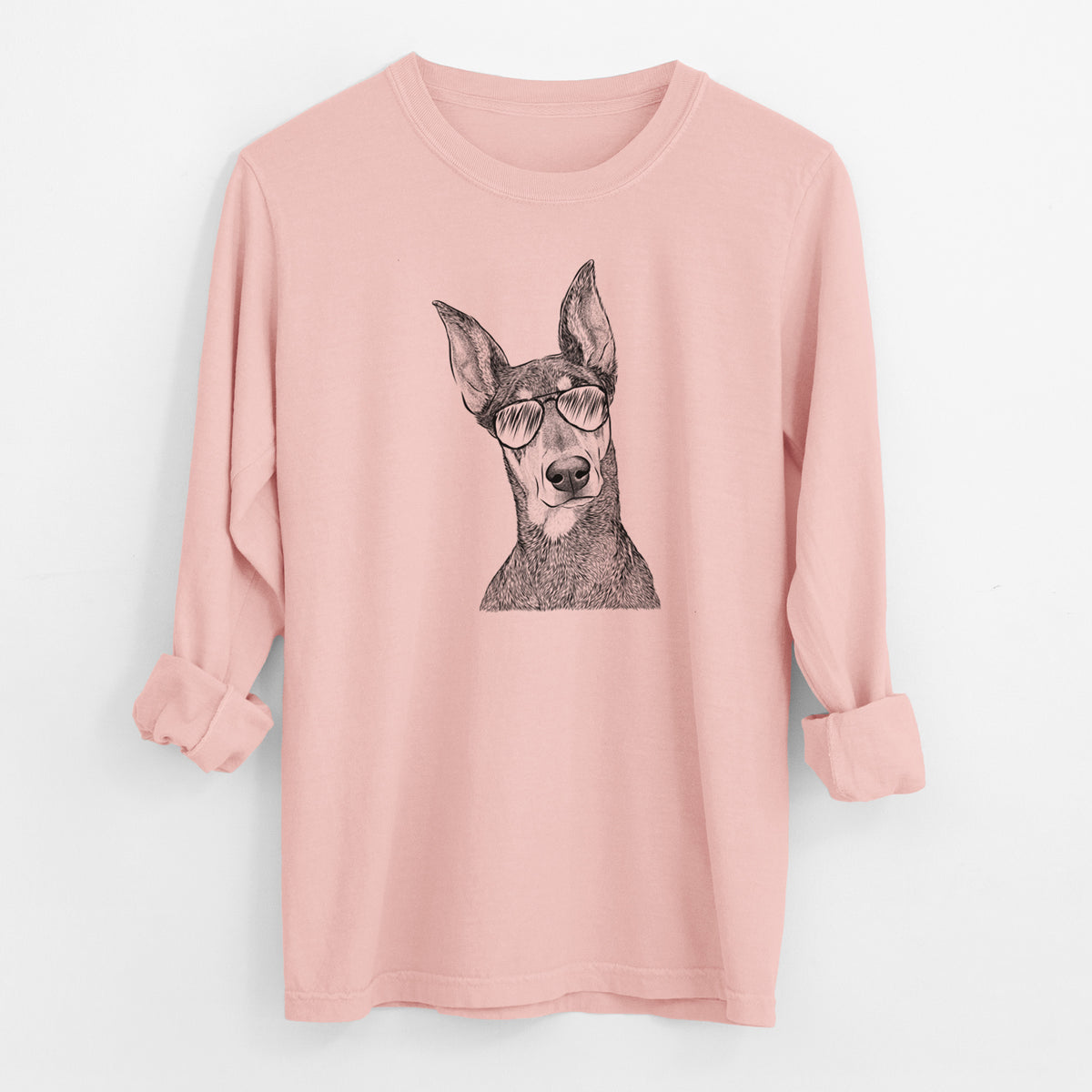 Aviator Jenna the Doberman Pinscher - Men's Heavyweight 100% Cotton Long Sleeve