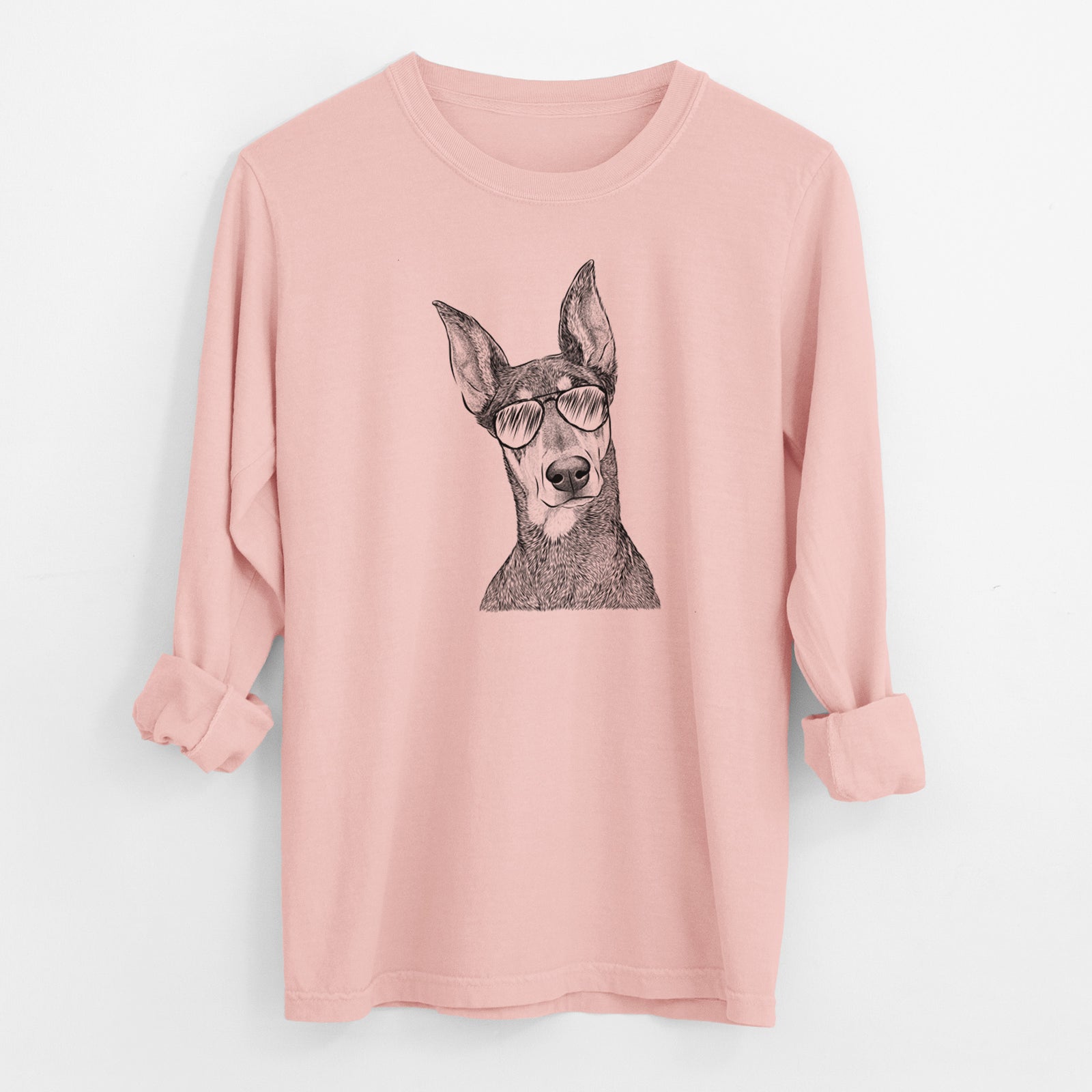 Aviator Jenna the Doberman Pinscher - Men's Heavyweight 100% Cotton Long Sleeve