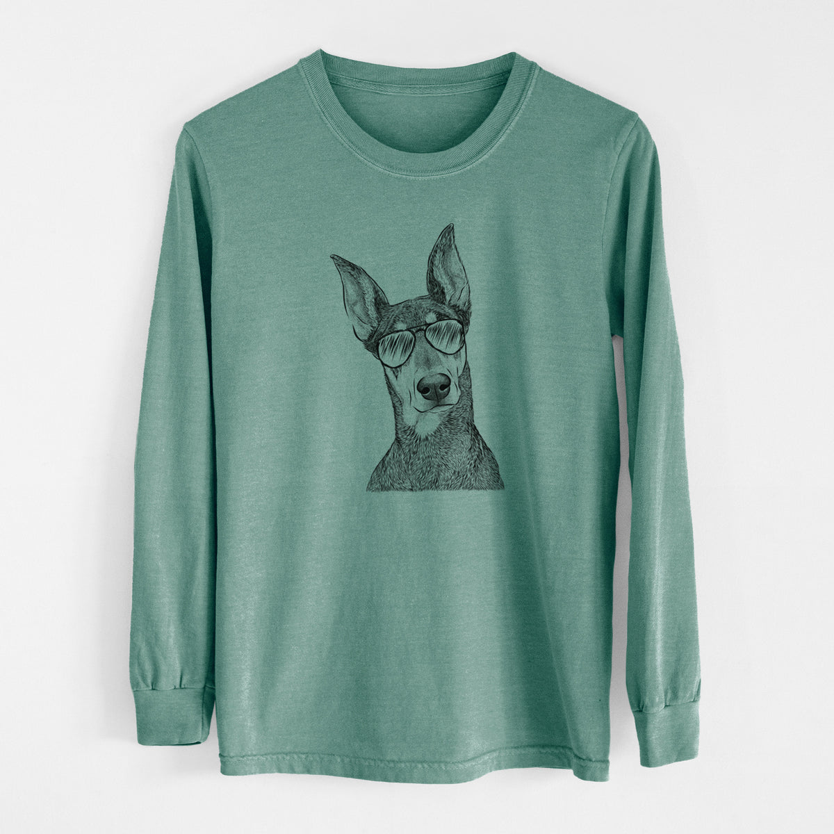 Aviator Jenna the Doberman Pinscher - Men's Heavyweight 100% Cotton Long Sleeve