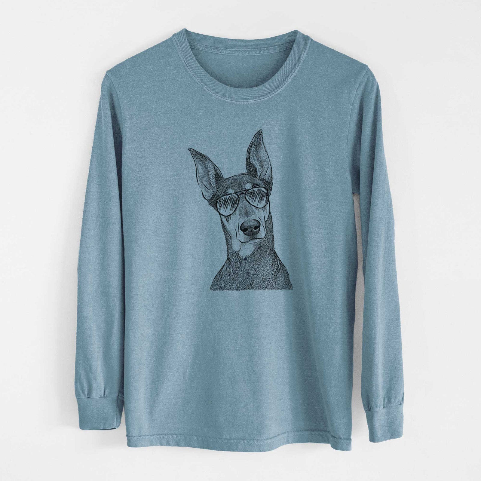 Aviator Jenna the Doberman Pinscher - Men's Heavyweight 100% Cotton Long Sleeve