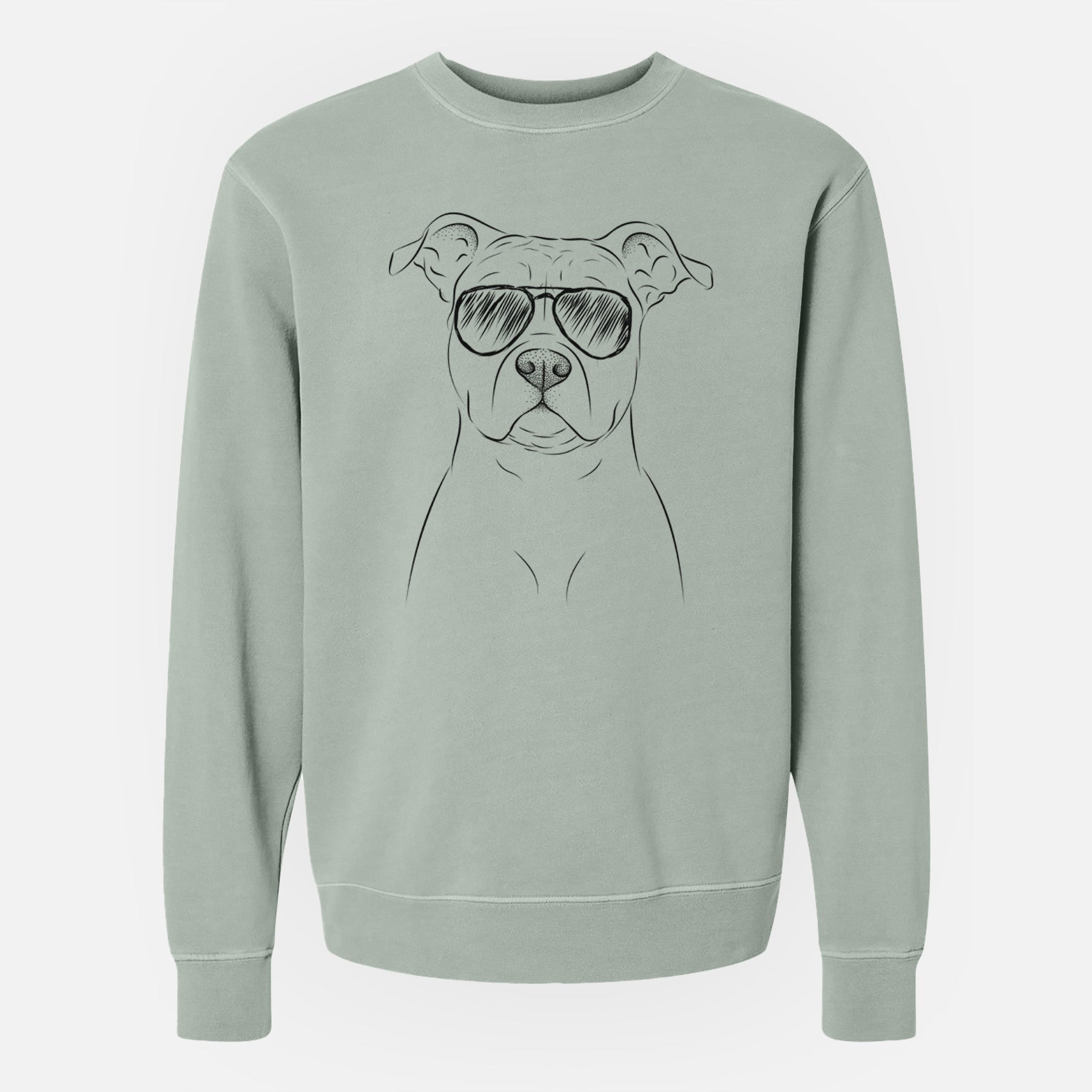 Aviator Jethro the American Staffordshire Terrier - Unisex Pigment Dyed Crew Sweatshirt