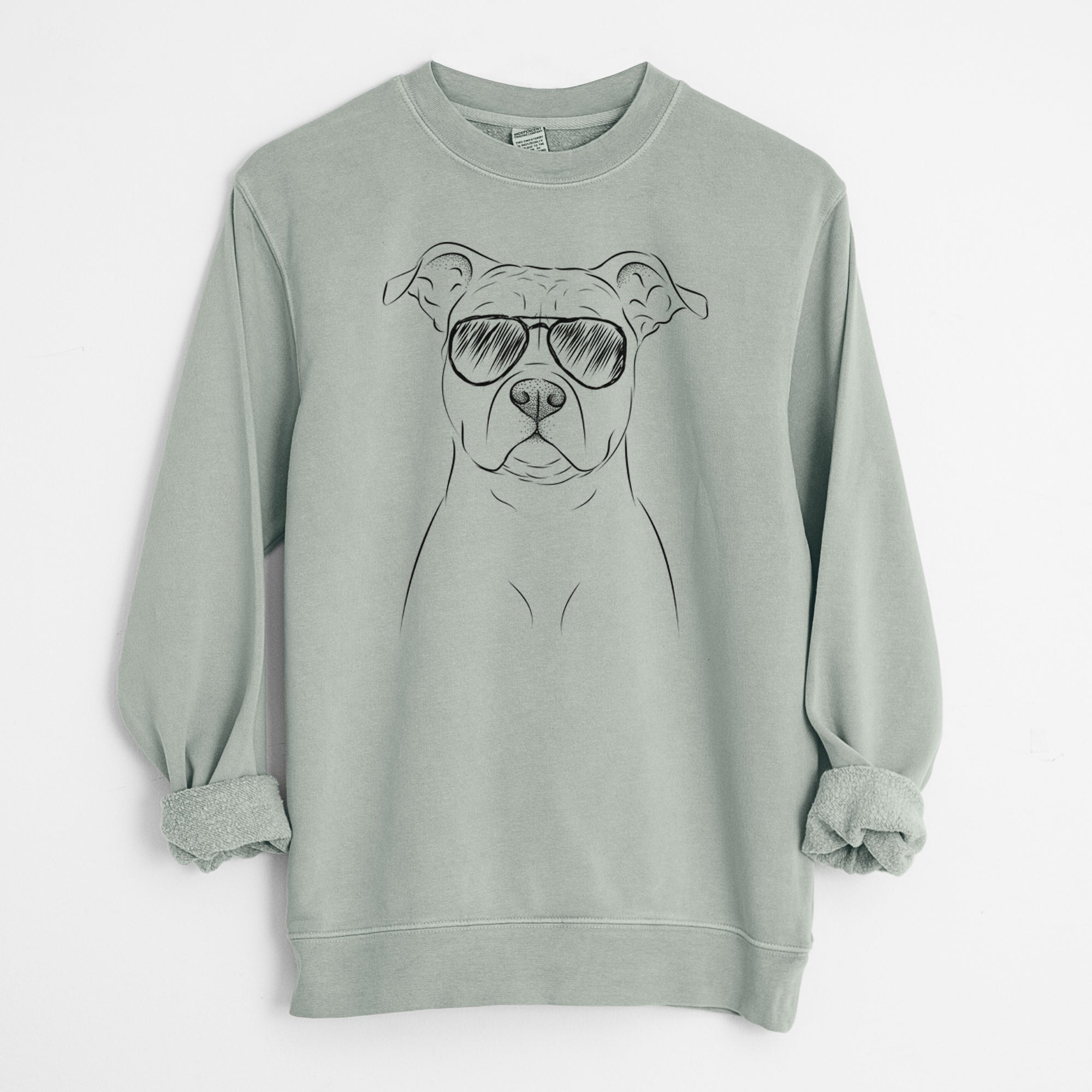 Aviator Jethro the American Staffordshire Terrier - Unisex Pigment Dyed Crew Sweatshirt