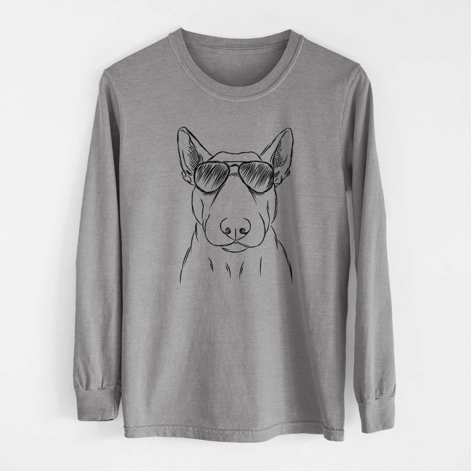 Aviator Jett the Bull Terrier - Men's Heavyweight 100% Cotton Long Sleeve