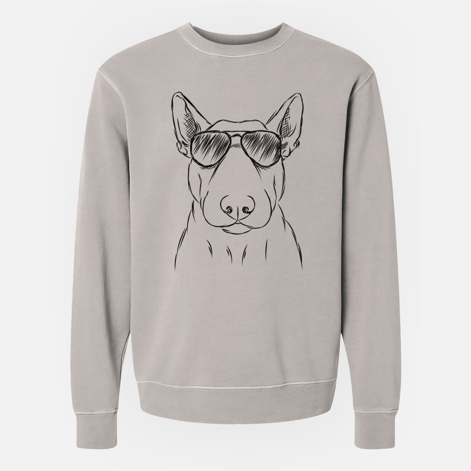 Aviator Jett the Bull Terrier - Unisex Pigment Dyed Crew Sweatshirt
