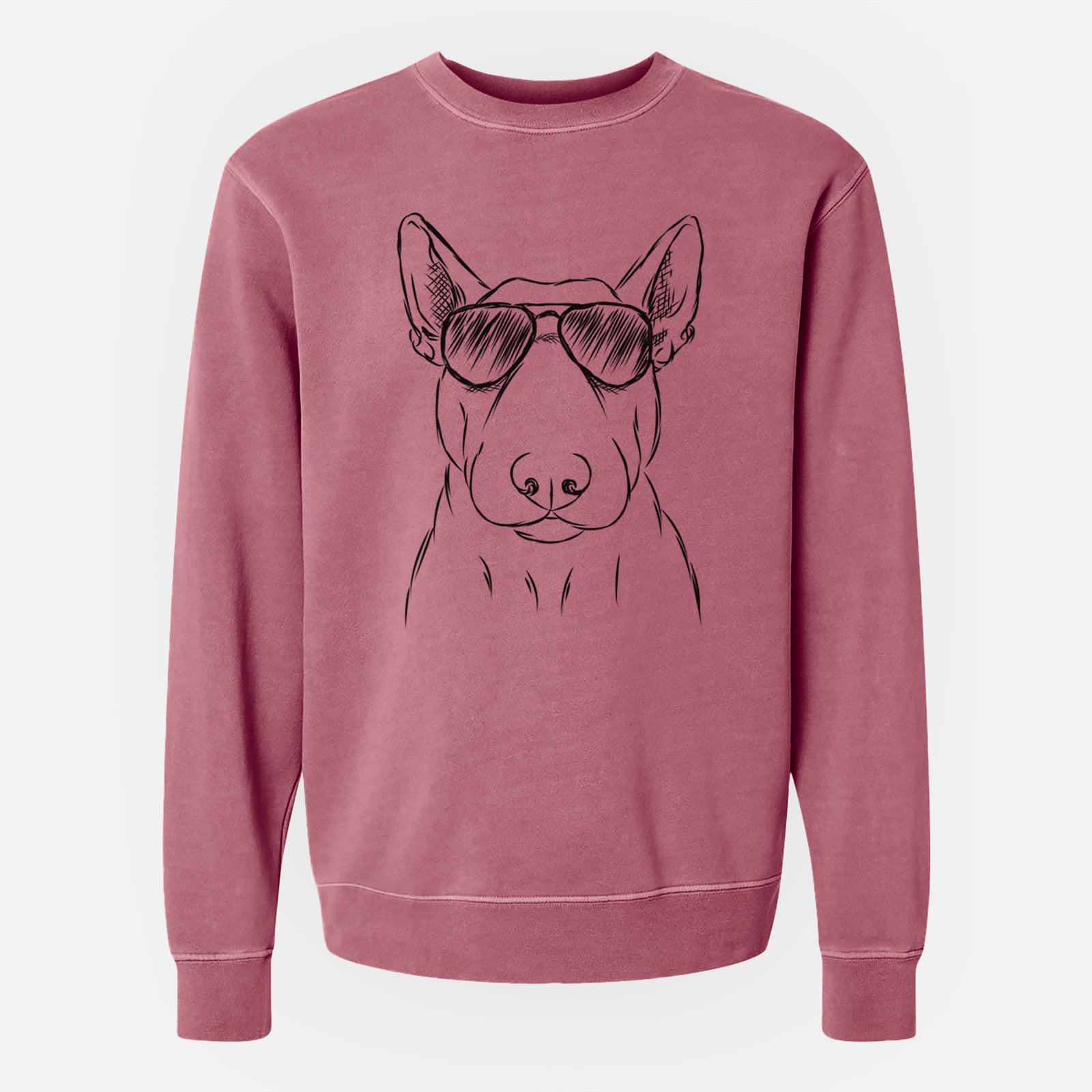 Aviator Jett the Bull Terrier - Unisex Pigment Dyed Crew Sweatshirt