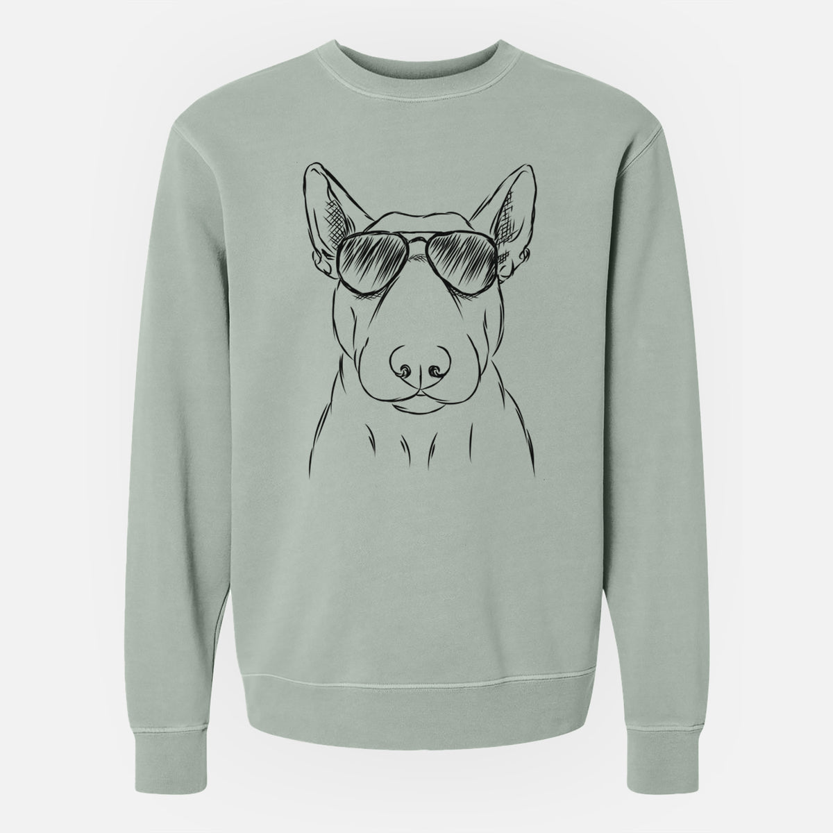 Aviator Jett the Bull Terrier - Unisex Pigment Dyed Crew Sweatshirt