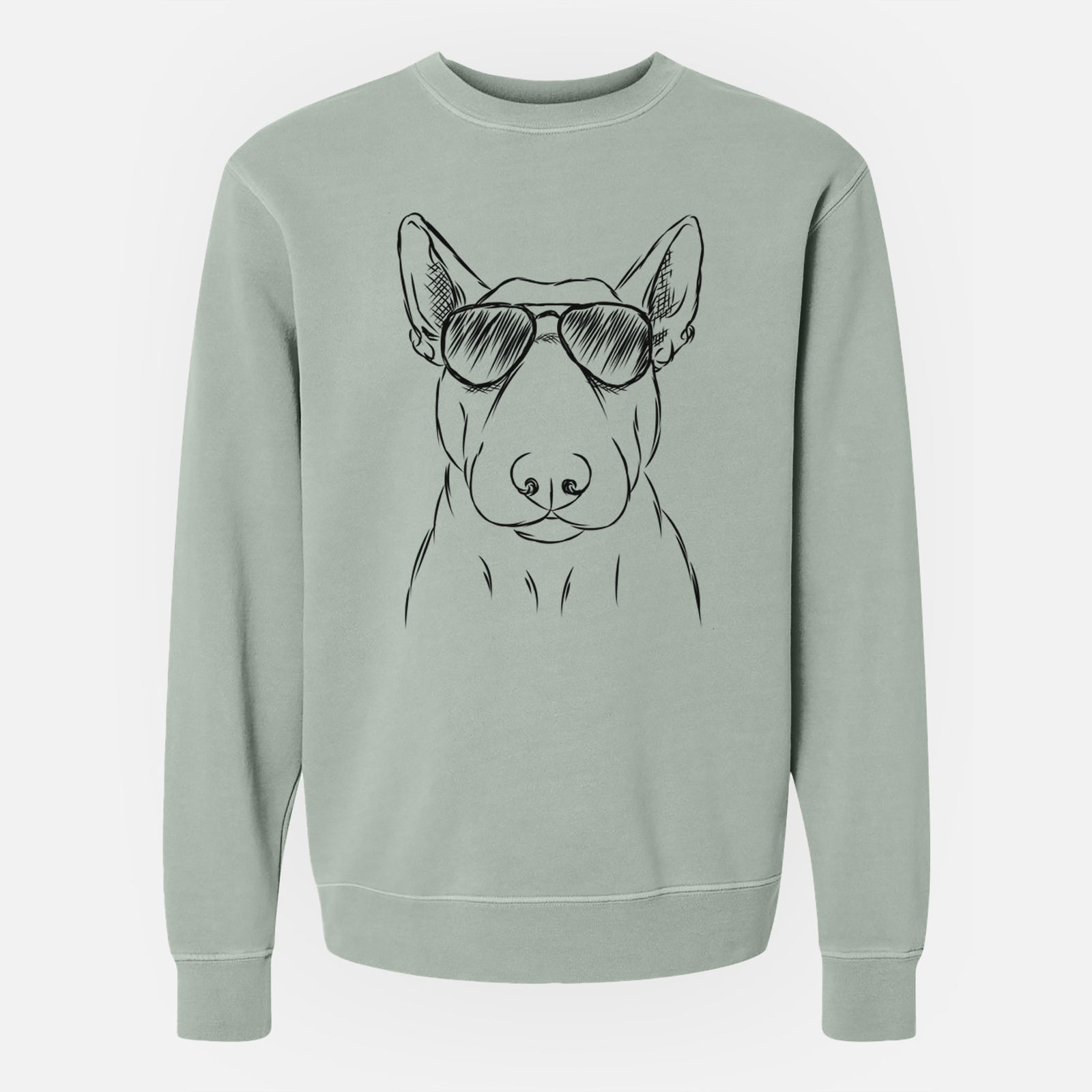 Aviator Jett the Bull Terrier - Unisex Pigment Dyed Crew Sweatshirt