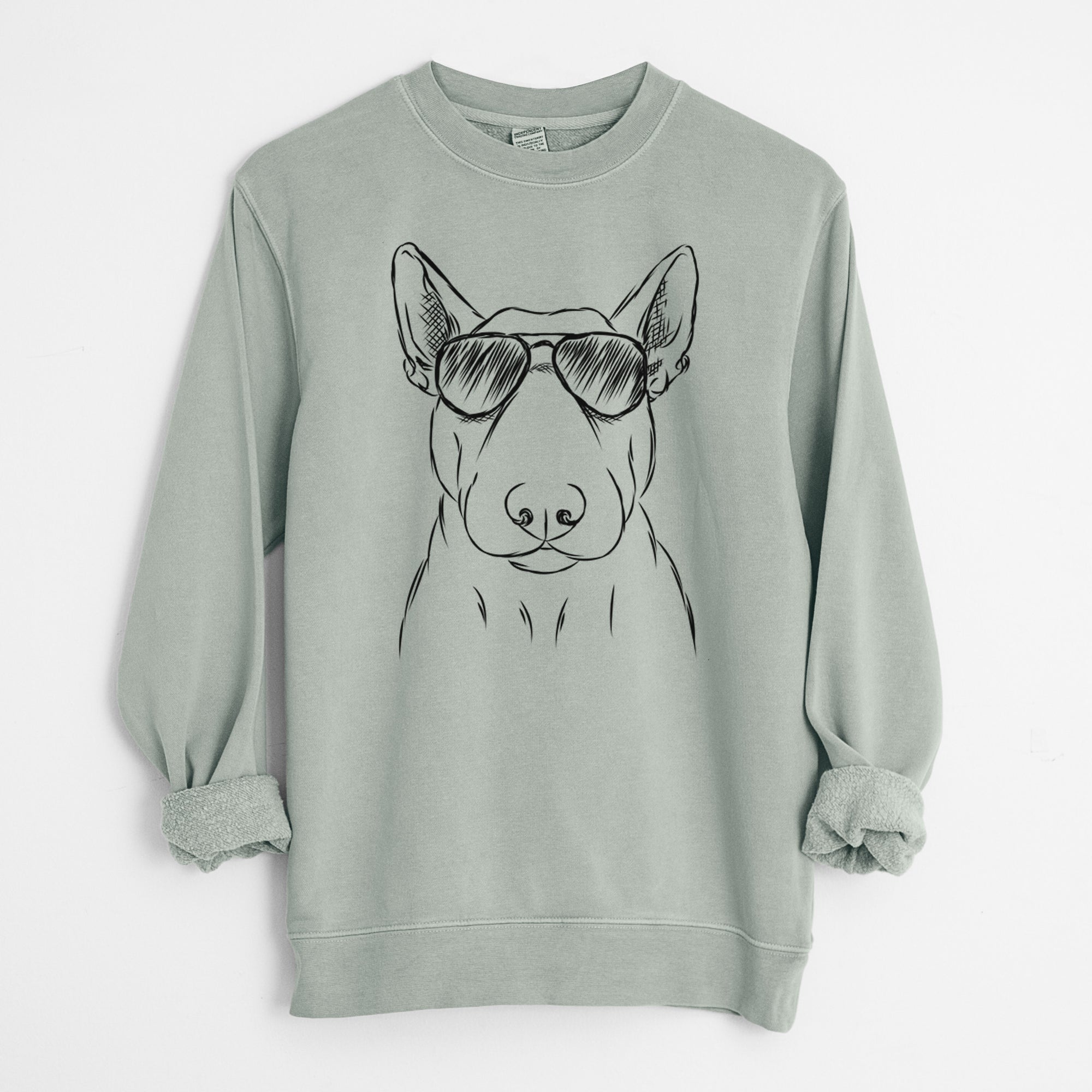 Aviator Jett the Bull Terrier - Unisex Pigment Dyed Crew Sweatshirt