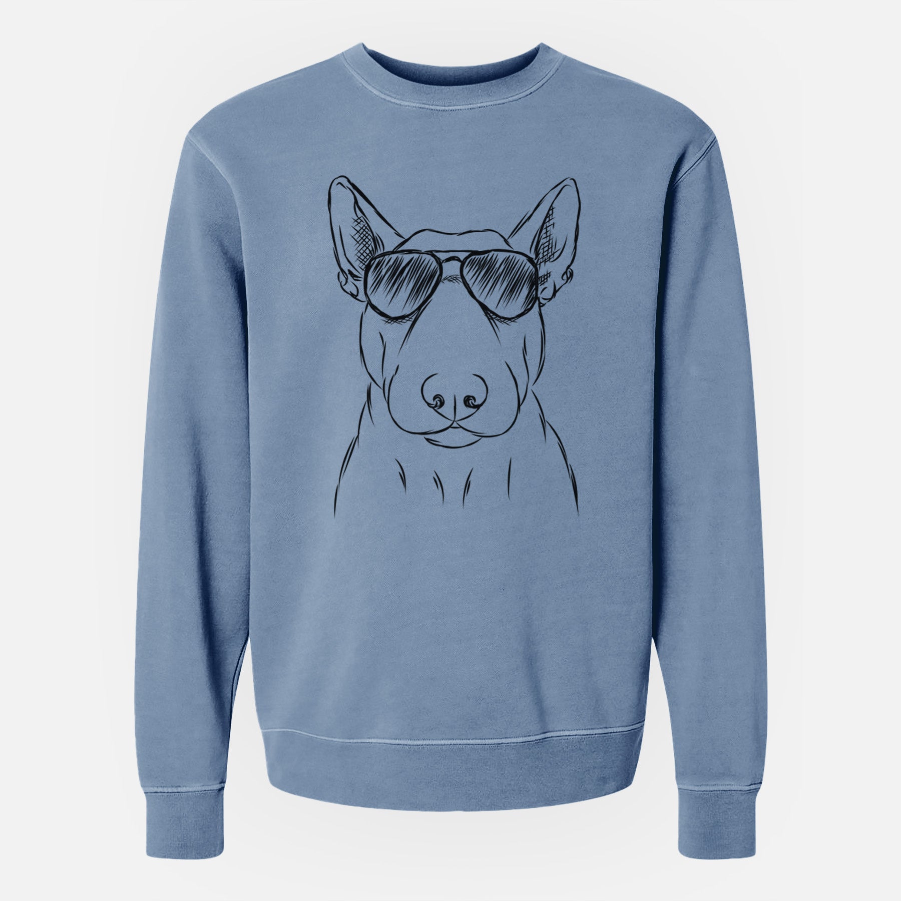 Aviator Jett the Bull Terrier - Unisex Pigment Dyed Crew Sweatshirt