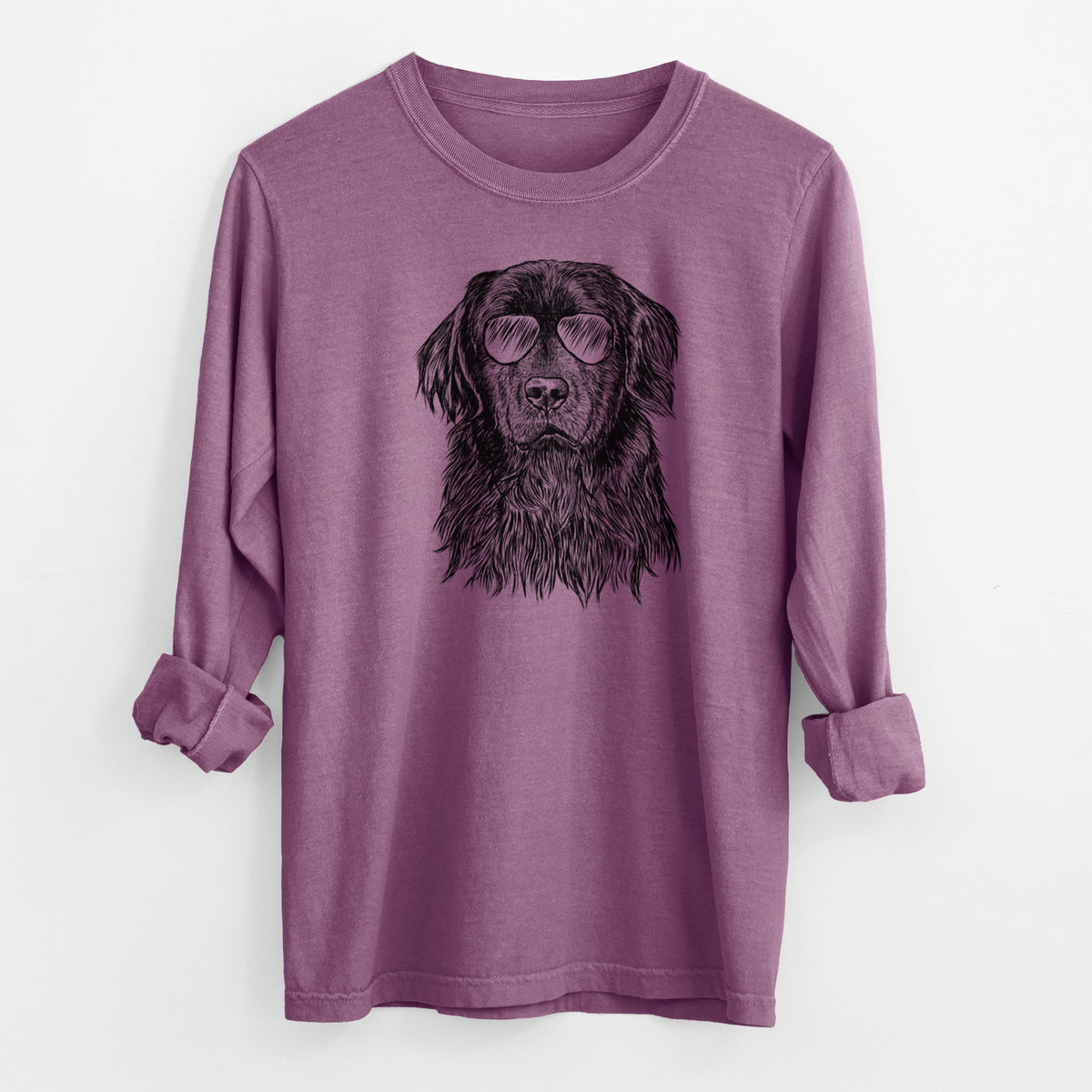 Aviator Jinx the Newfoundland - Men's Heavyweight 100% Cotton Long Sleeve