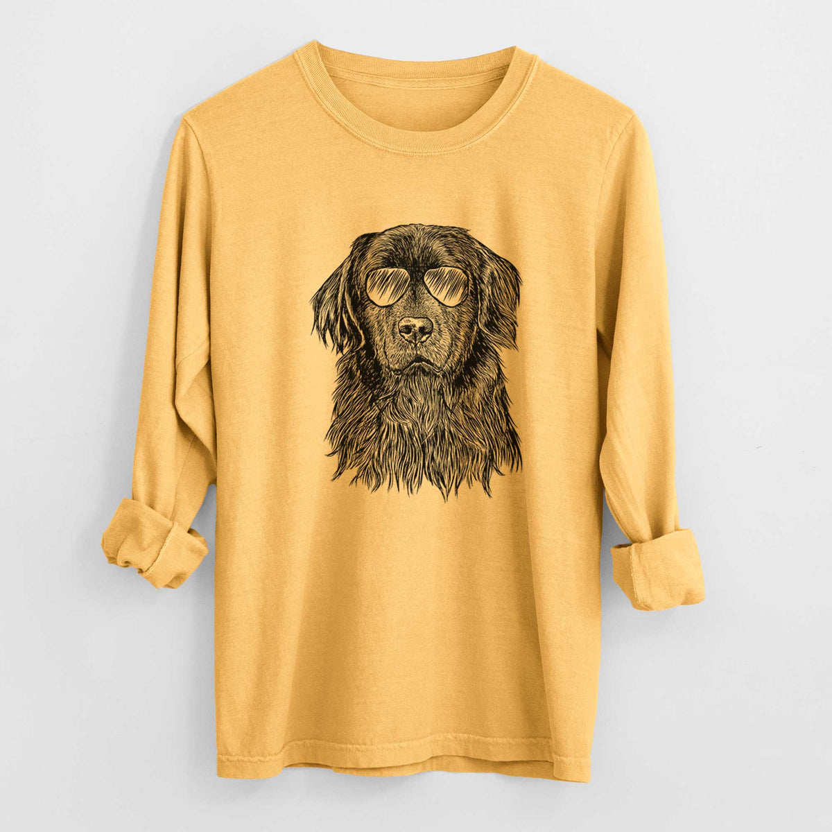 Aviator Jinx the Newfoundland - Men's Heavyweight 100% Cotton Long Sleeve