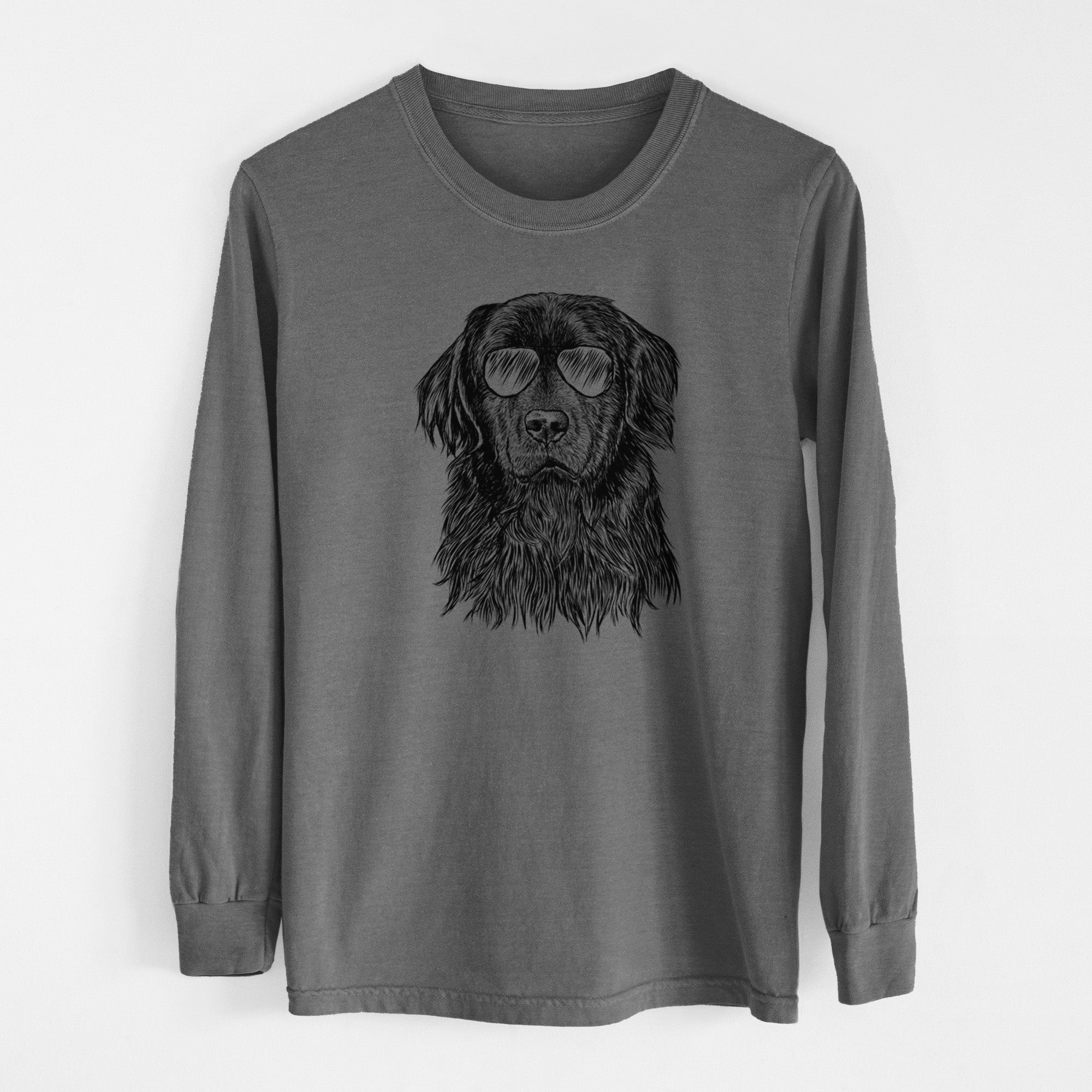 Aviator Jinx the Newfoundland - Men's Heavyweight 100% Cotton Long Sleeve