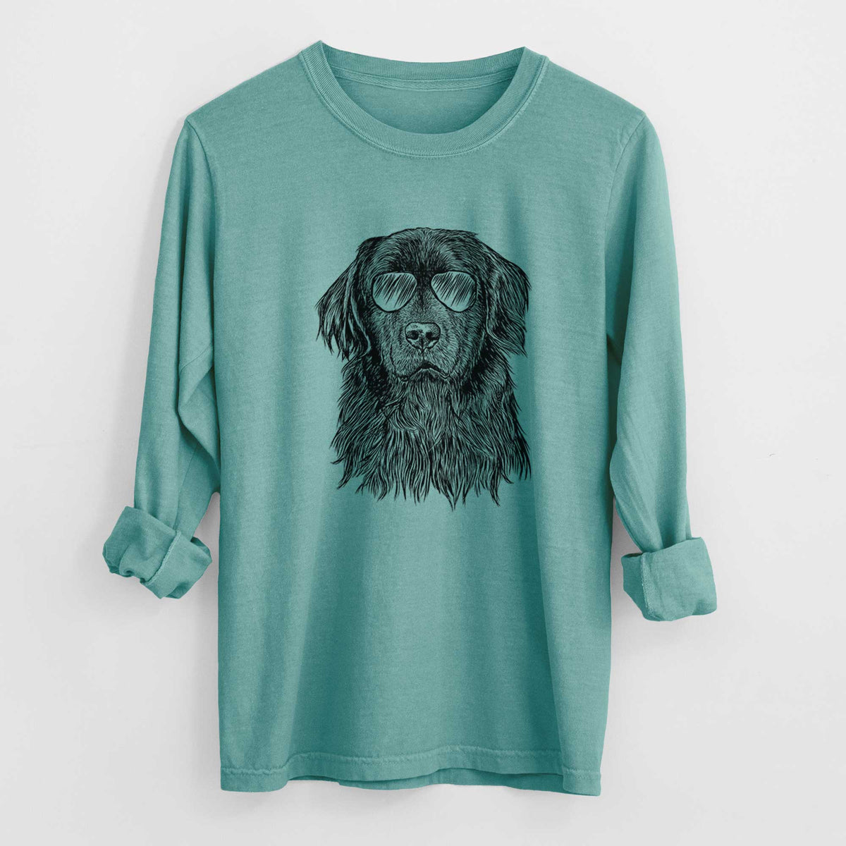 Aviator Jinx the Newfoundland - Men's Heavyweight 100% Cotton Long Sleeve