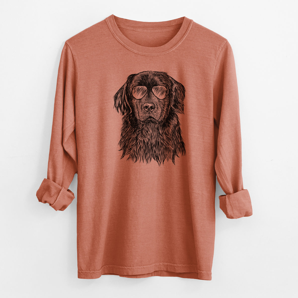 Aviator Jinx the Newfoundland - Men's Heavyweight 100% Cotton Long Sleeve