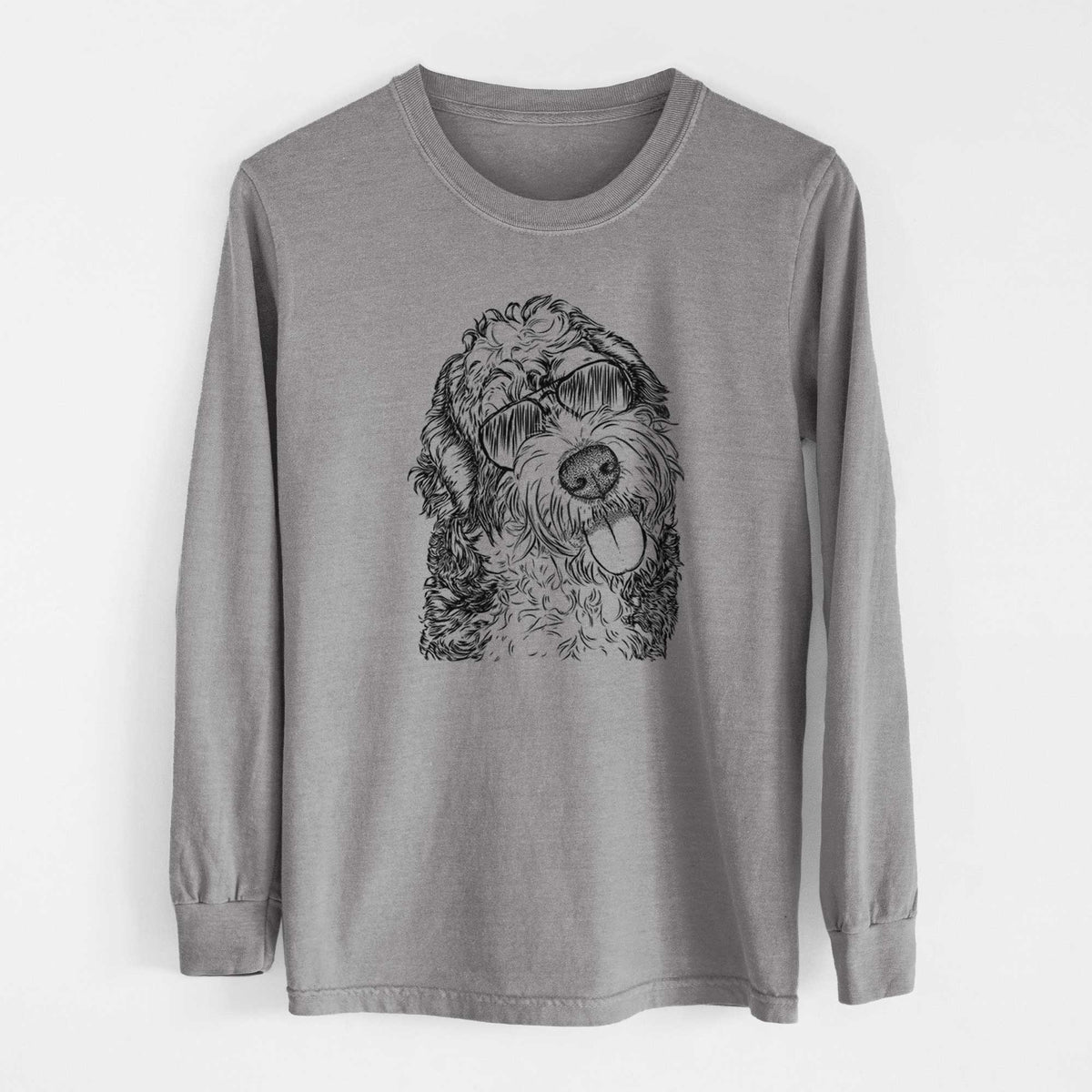 Aviator Kaci the Bernedoodle - Men's Heavyweight 100% Cotton Long Sleeve