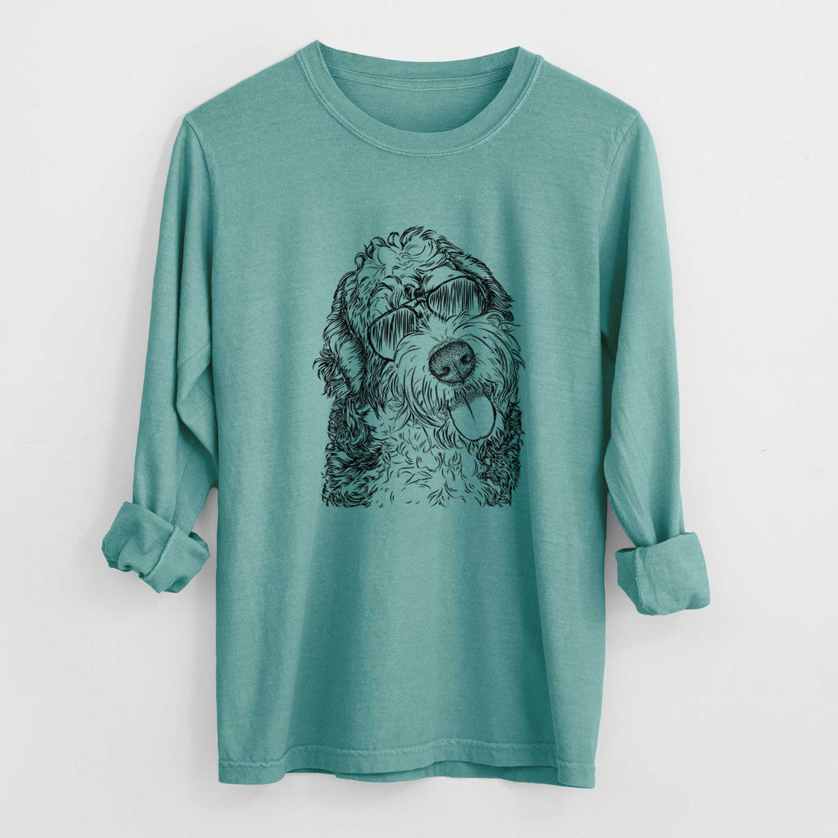 Aviator Kaci the Bernedoodle - Men's Heavyweight 100% Cotton Long Sleeve