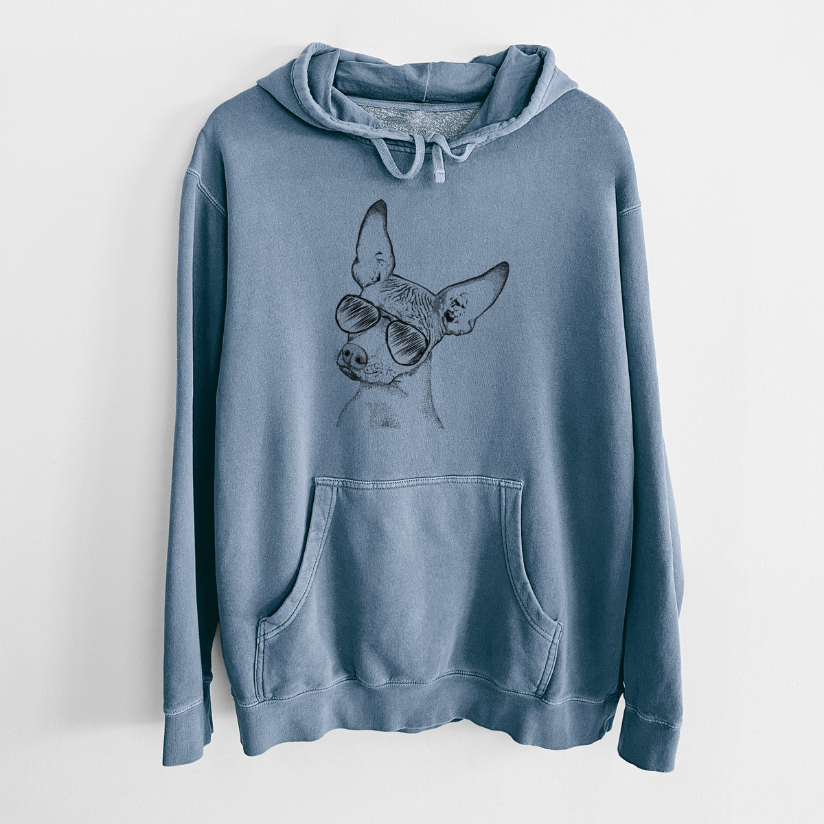 Aviator Kahlo the Xoloitzcuintli - Unisex Pigment Dyed Hoodie