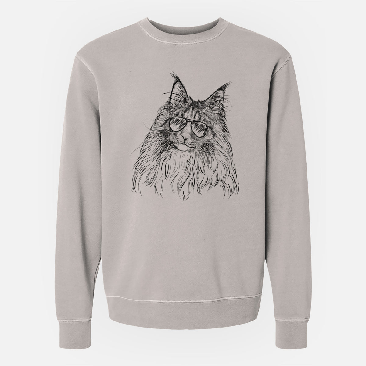 Aviator Kiki the Maine Coon Cat - Unisex Pigment Dyed Crew Sweatshirt