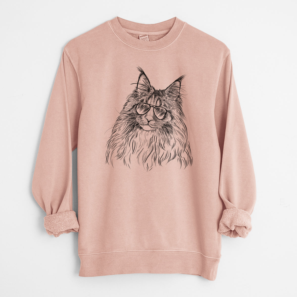 Aviator Kiki the Maine Coon Cat - Unisex Pigment Dyed Crew Sweatshirt