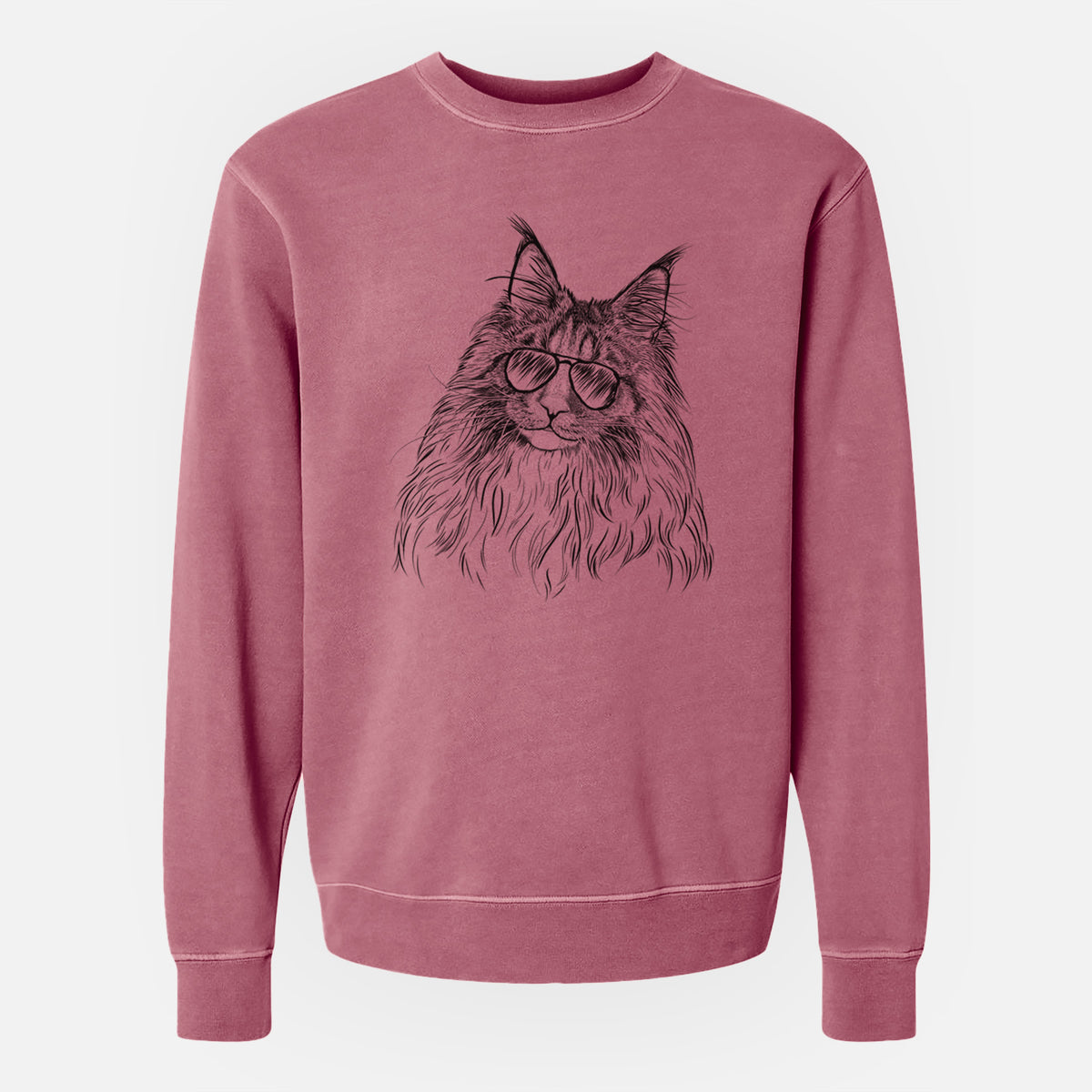 Aviator Kiki the Maine Coon Cat - Unisex Pigment Dyed Crew Sweatshirt