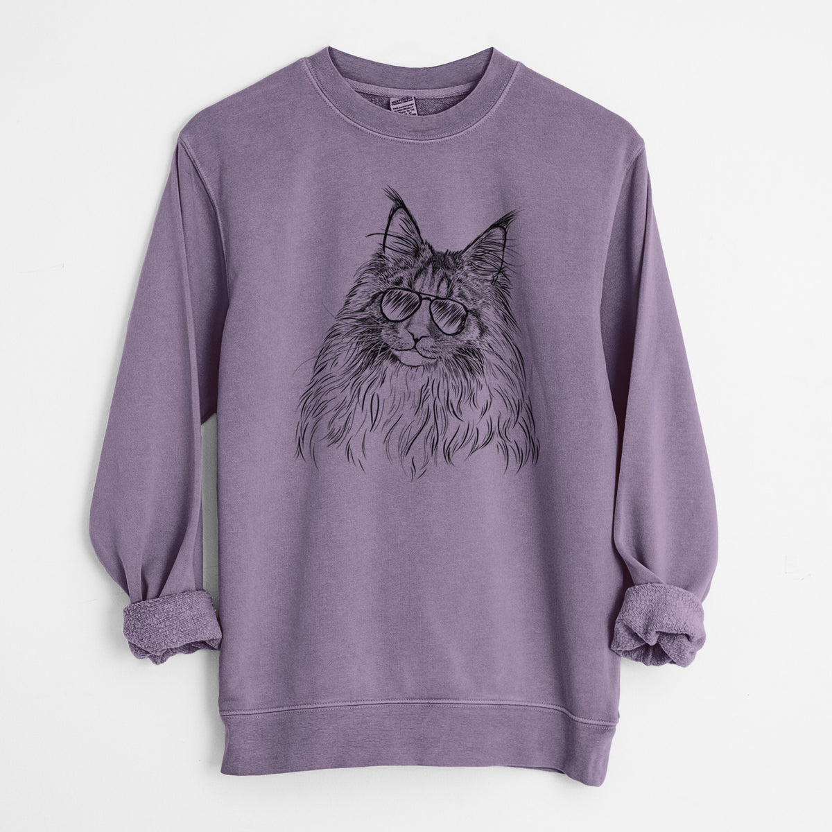 Aviator Kiki the Maine Coon Cat - Unisex Pigment Dyed Crew Sweatshirt