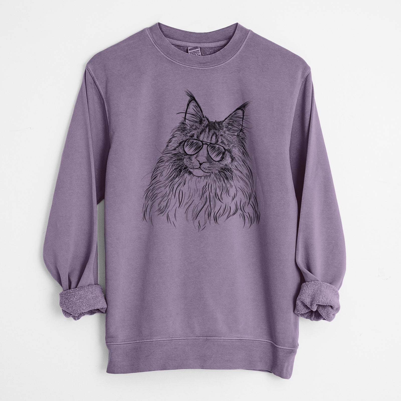 Aviator Kiki the Maine Coon Cat - Unisex Pigment Dyed Crew Sweatshirt